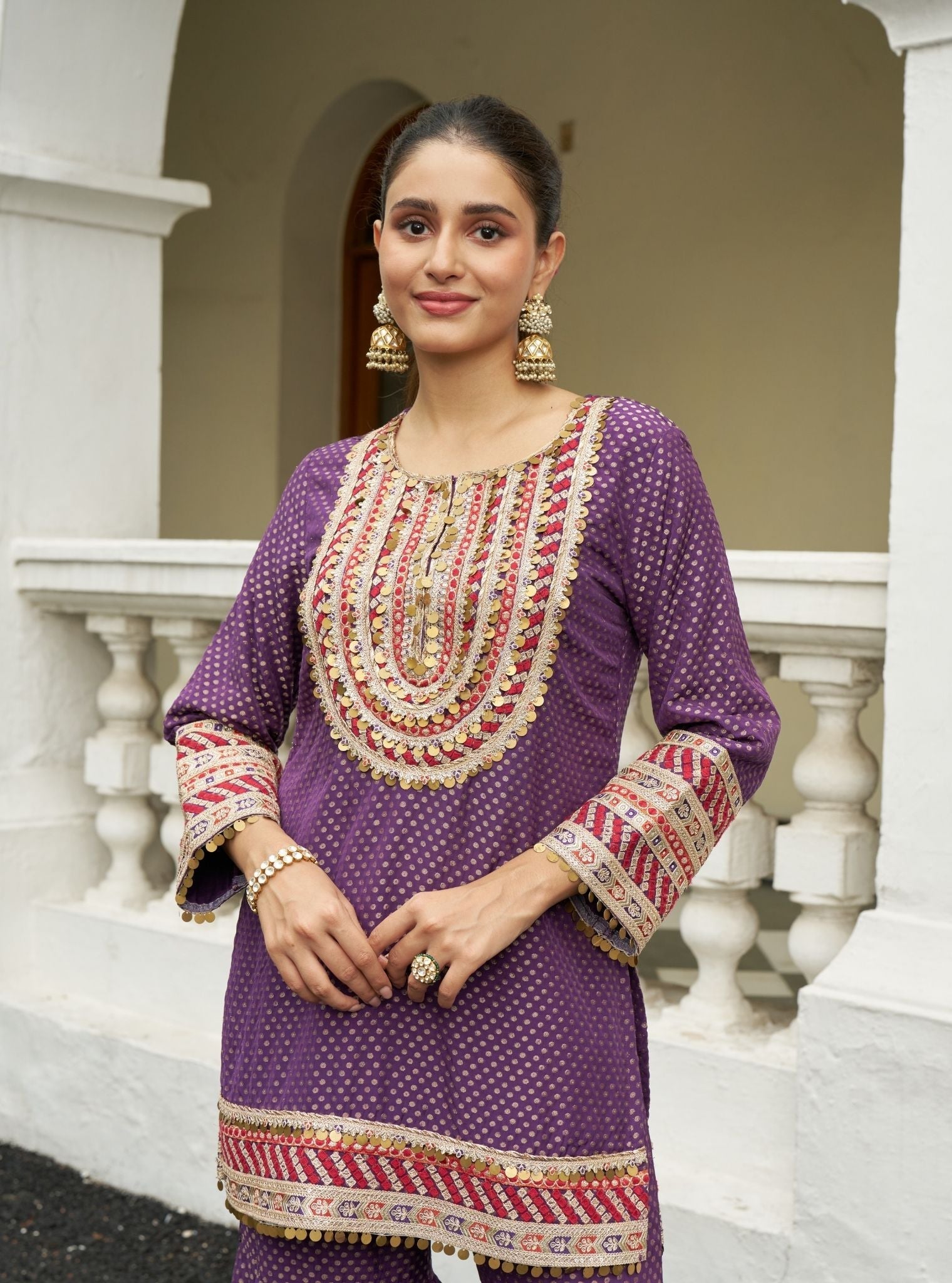Eraya Purple Banarasi Garara Set