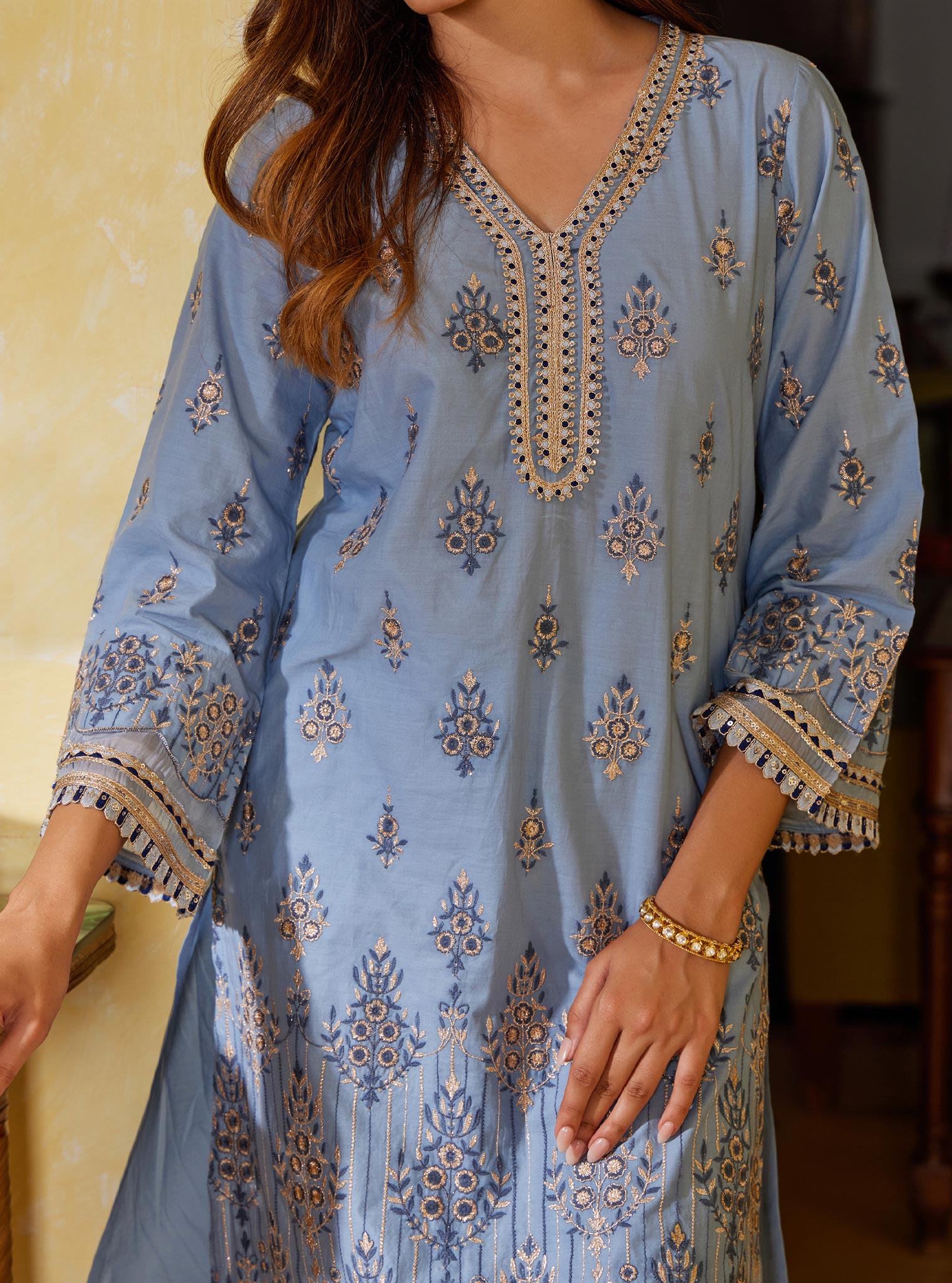 Amaltas Supima Cotton Dark Blue Kurta Set