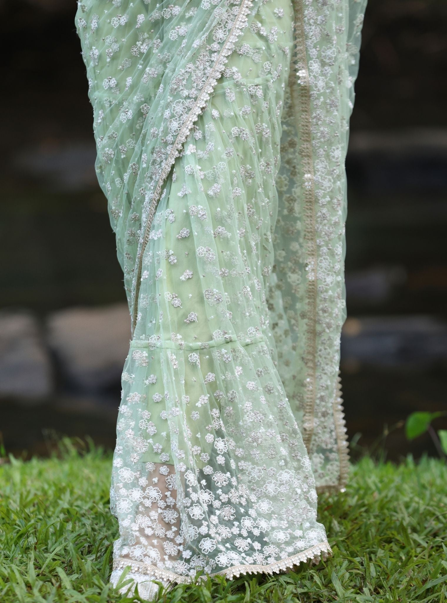 Kala Net Green Saree