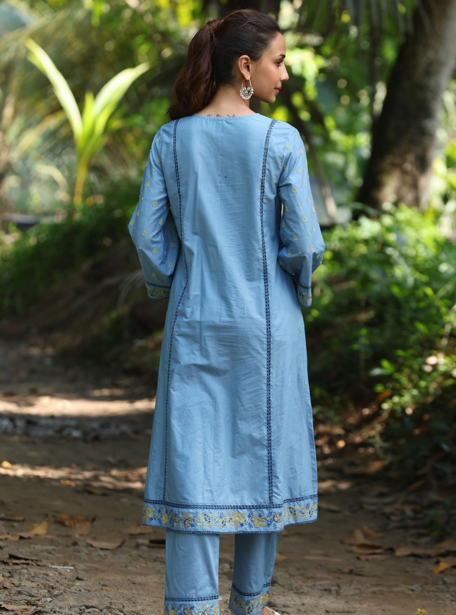 Shira Supima Cotton Blue Kurta Set