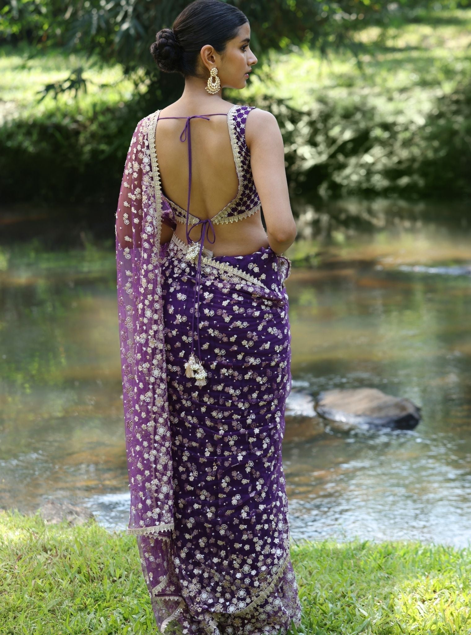 Kala Net Purple Saree