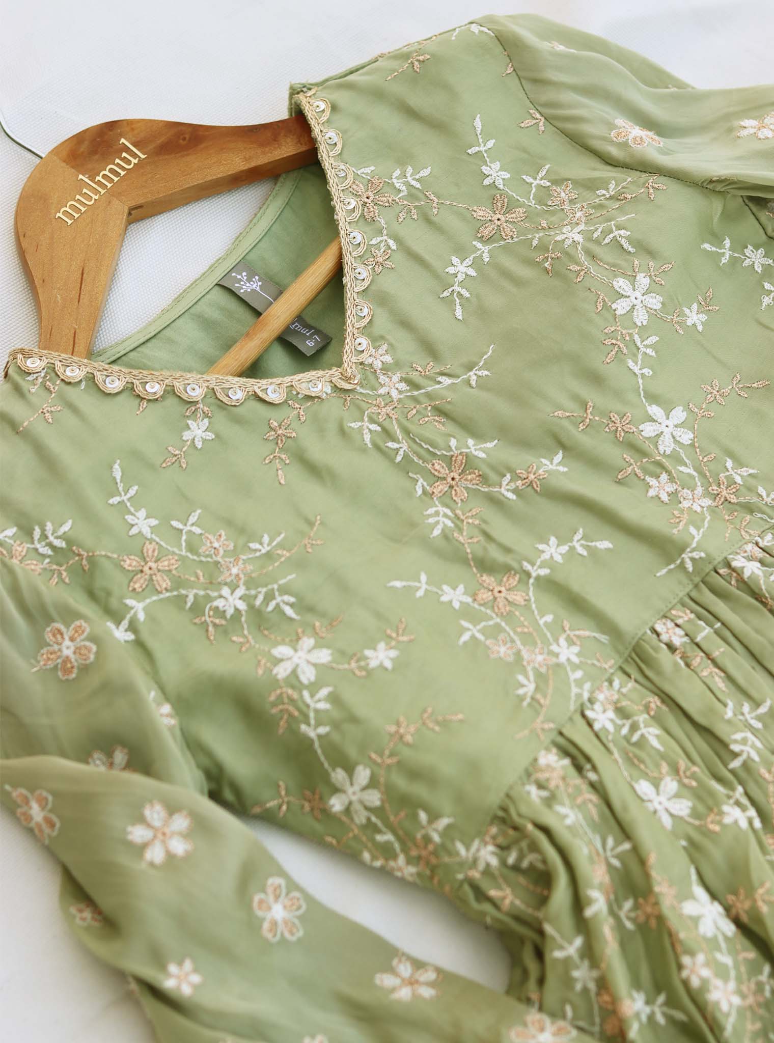 Doria Organza Satin Sage Green Kurta with Sharara Set