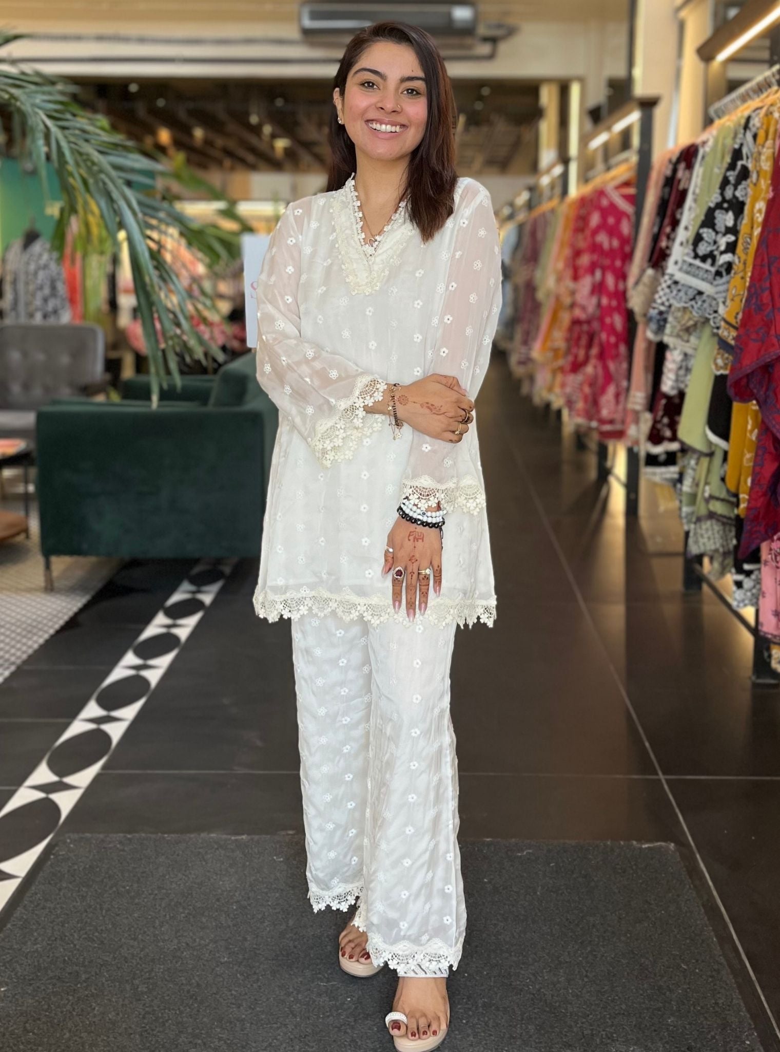 Freha Organza White Co-ord Set