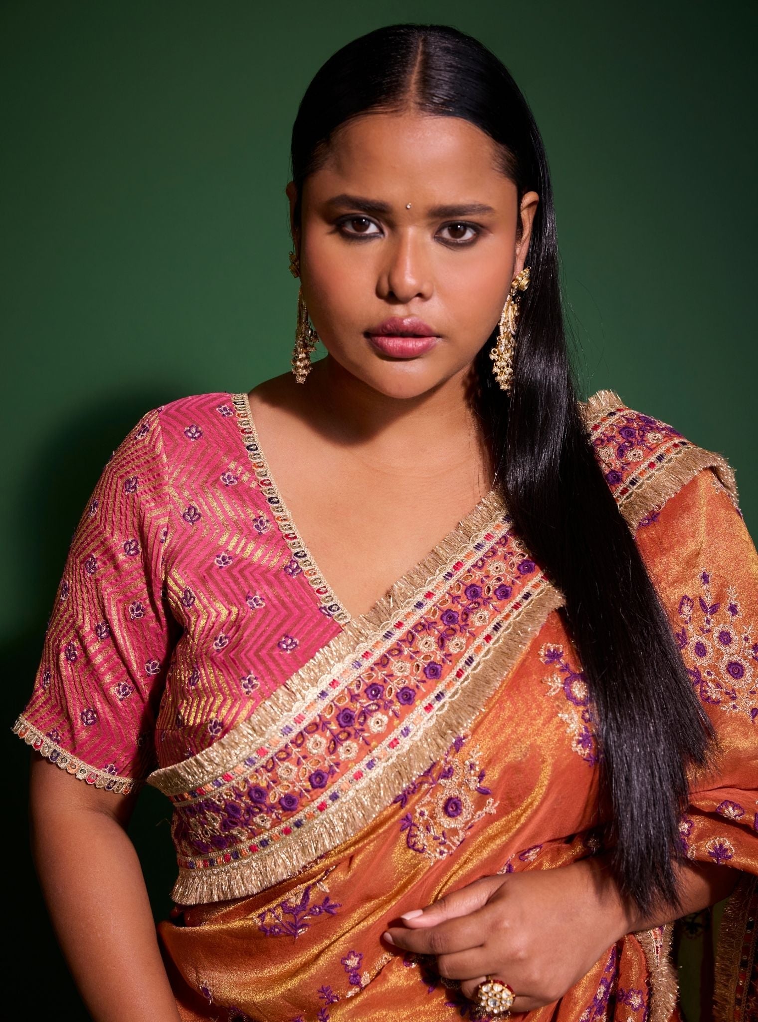 Mohra Lurex Organza + Banarsi Orange Saree