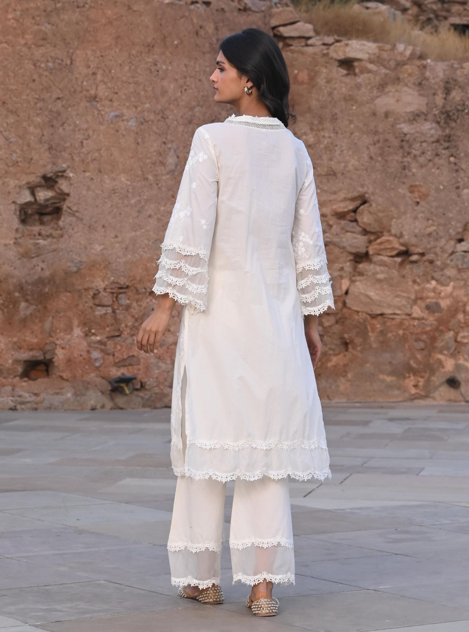 Lola Supima Cotton Off White Kurta with Palazzo Set
