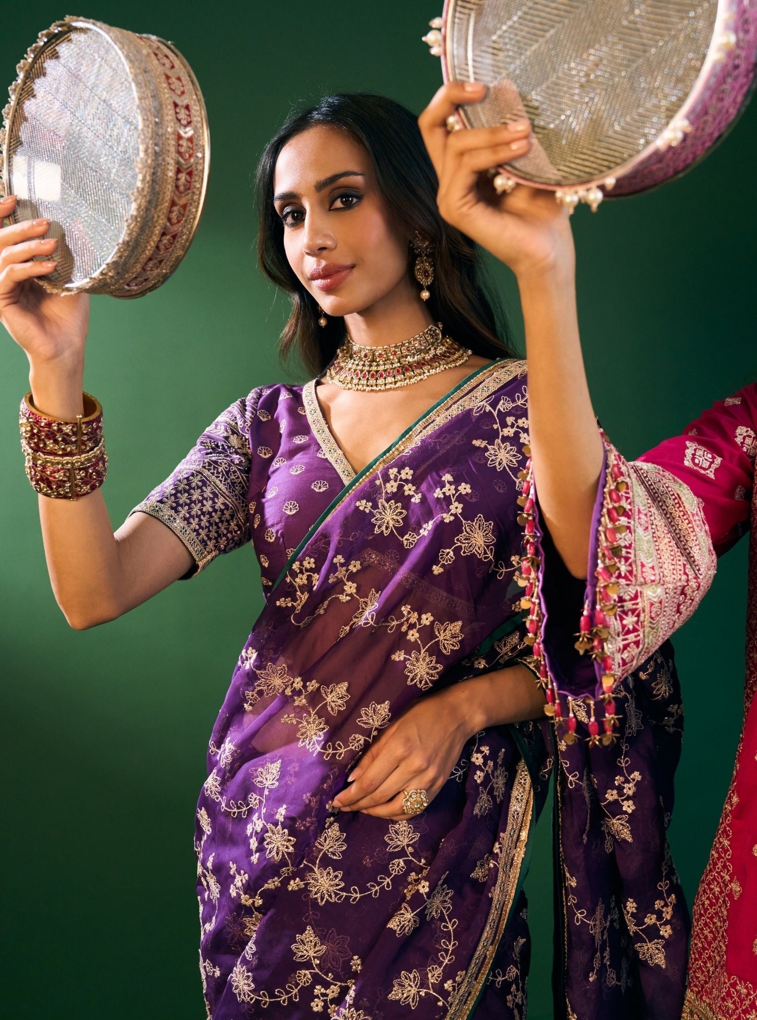 Kavya Organza Purple Saree