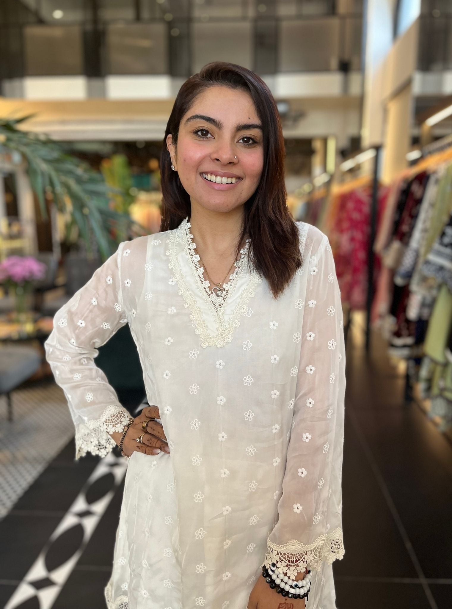 Freha Organza White Co-ord Set