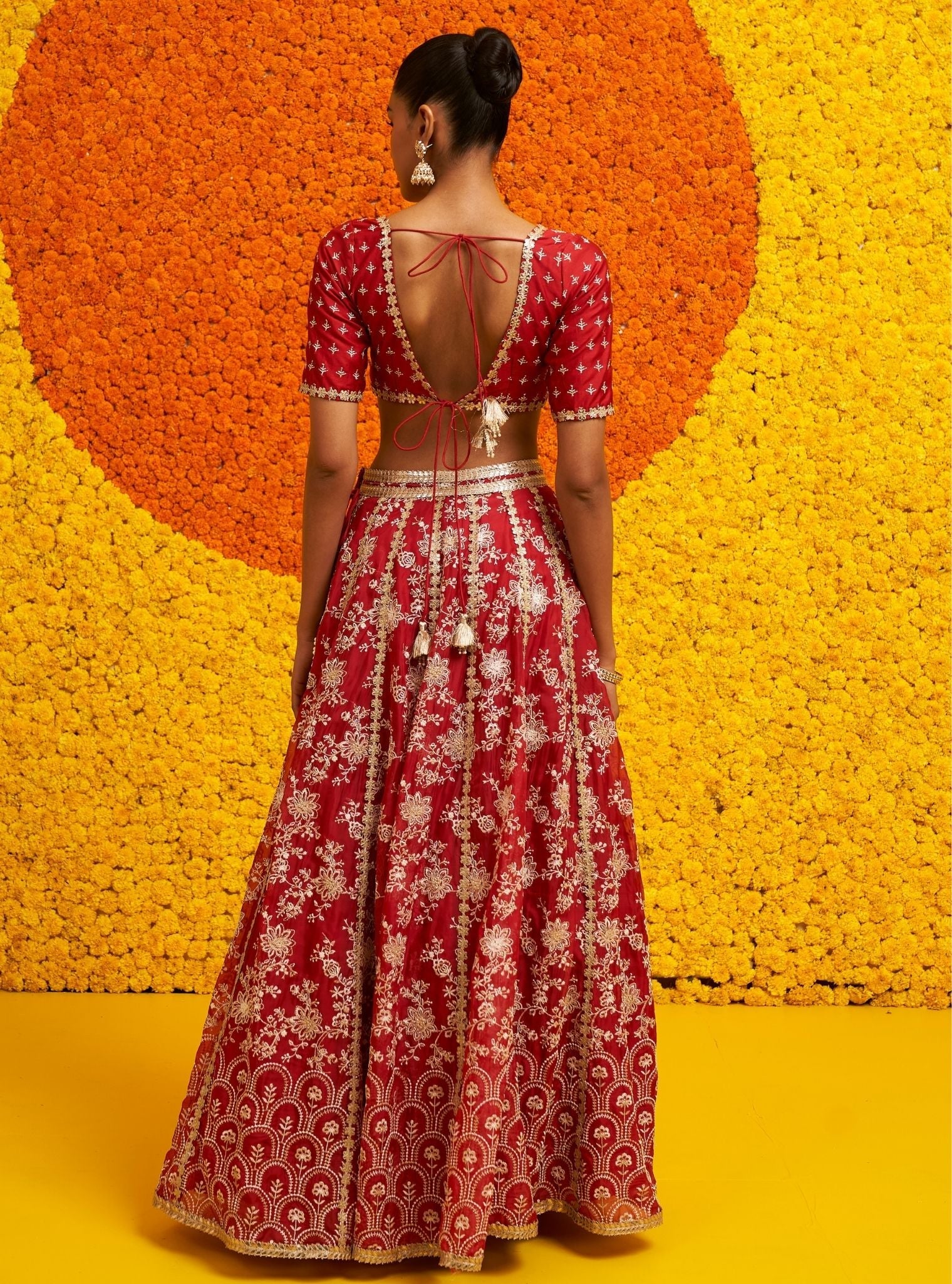 Saiyaara Organza Red Lehenga