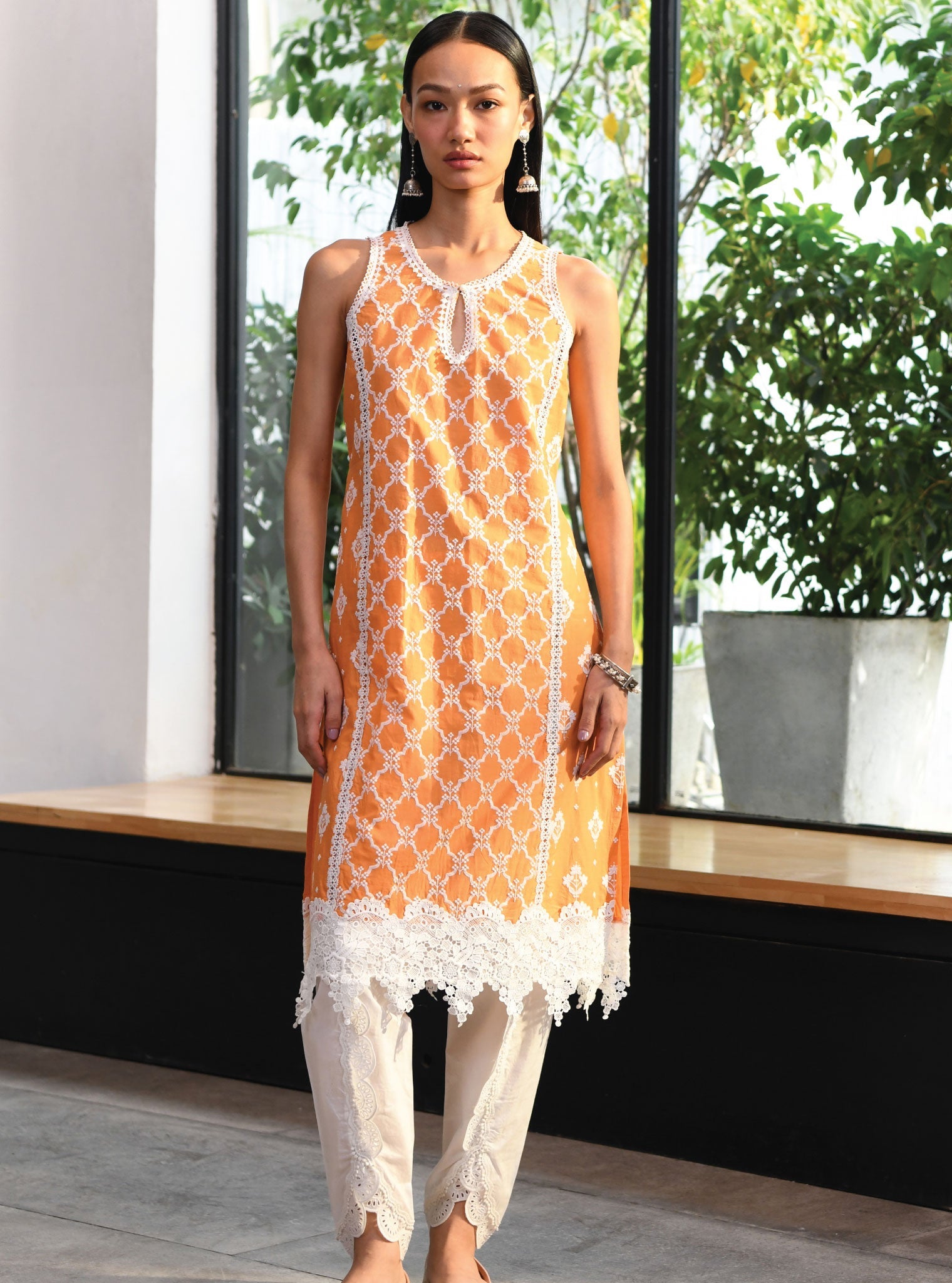 Newry Supima Cotton Orange Kurta Set