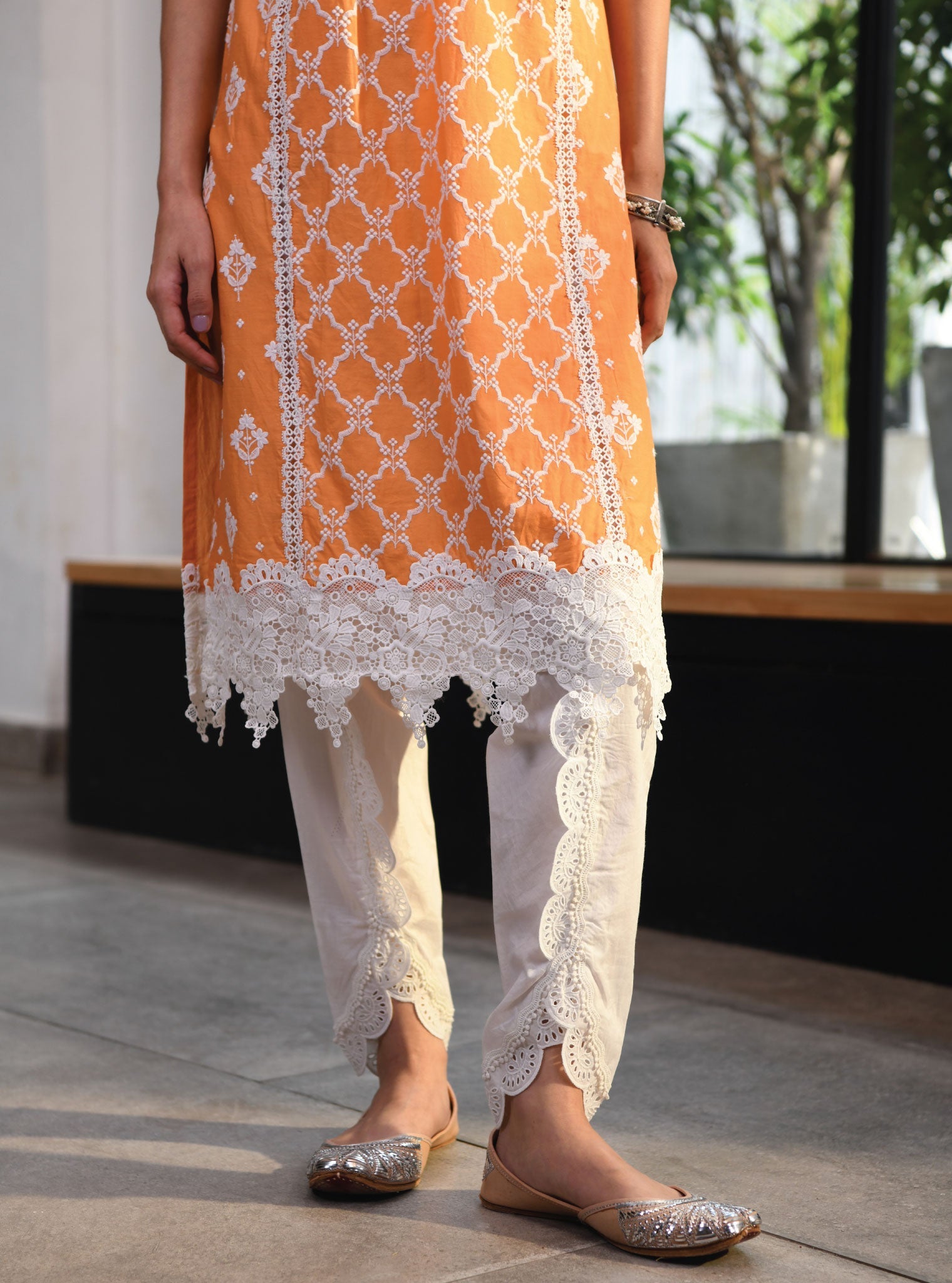 Newry Supima Cotton Orange Kurta Set
