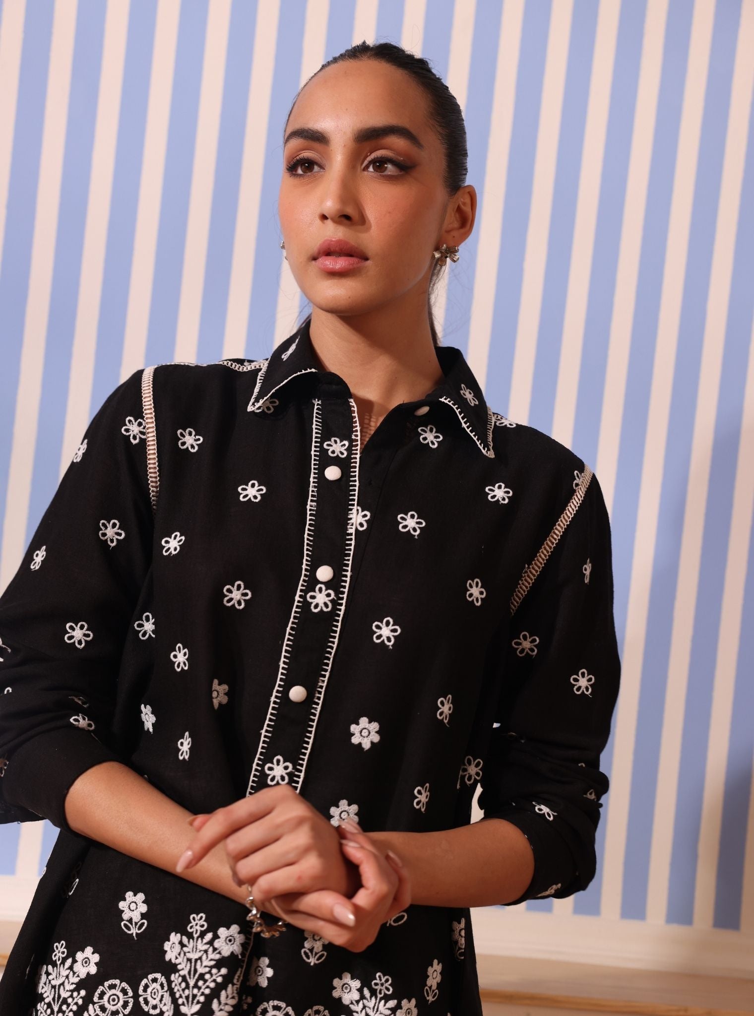 Clement Linen Black Shirt With Saelys Pant
