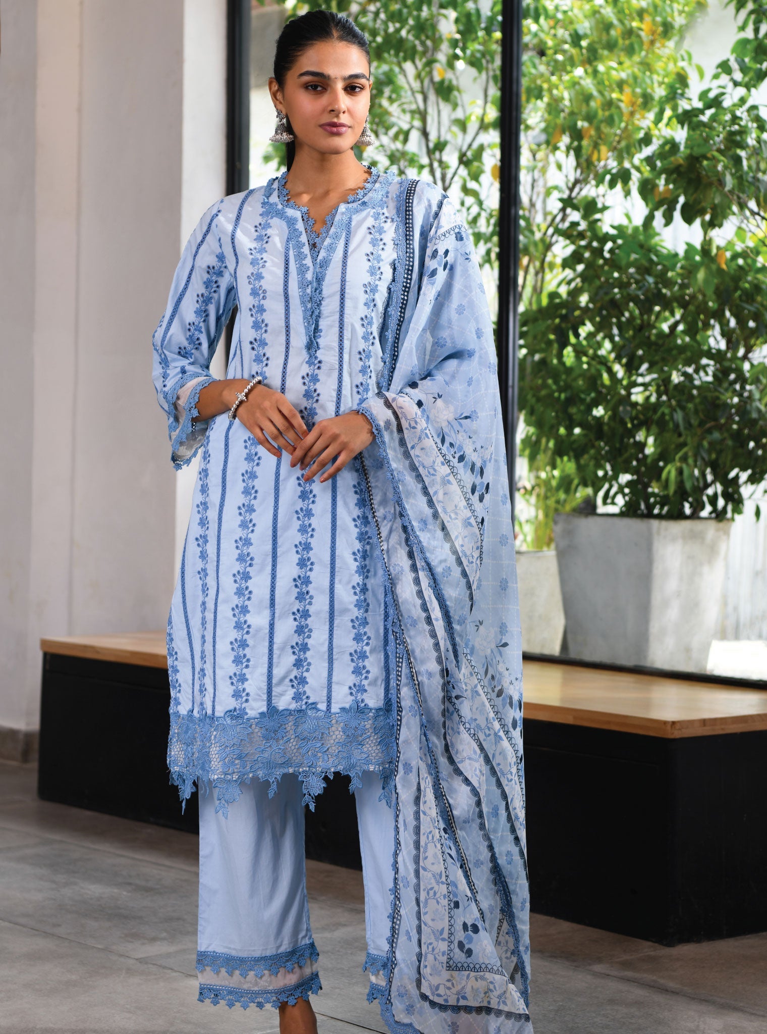 Barnet Supima Cotton Blue Kurta Set