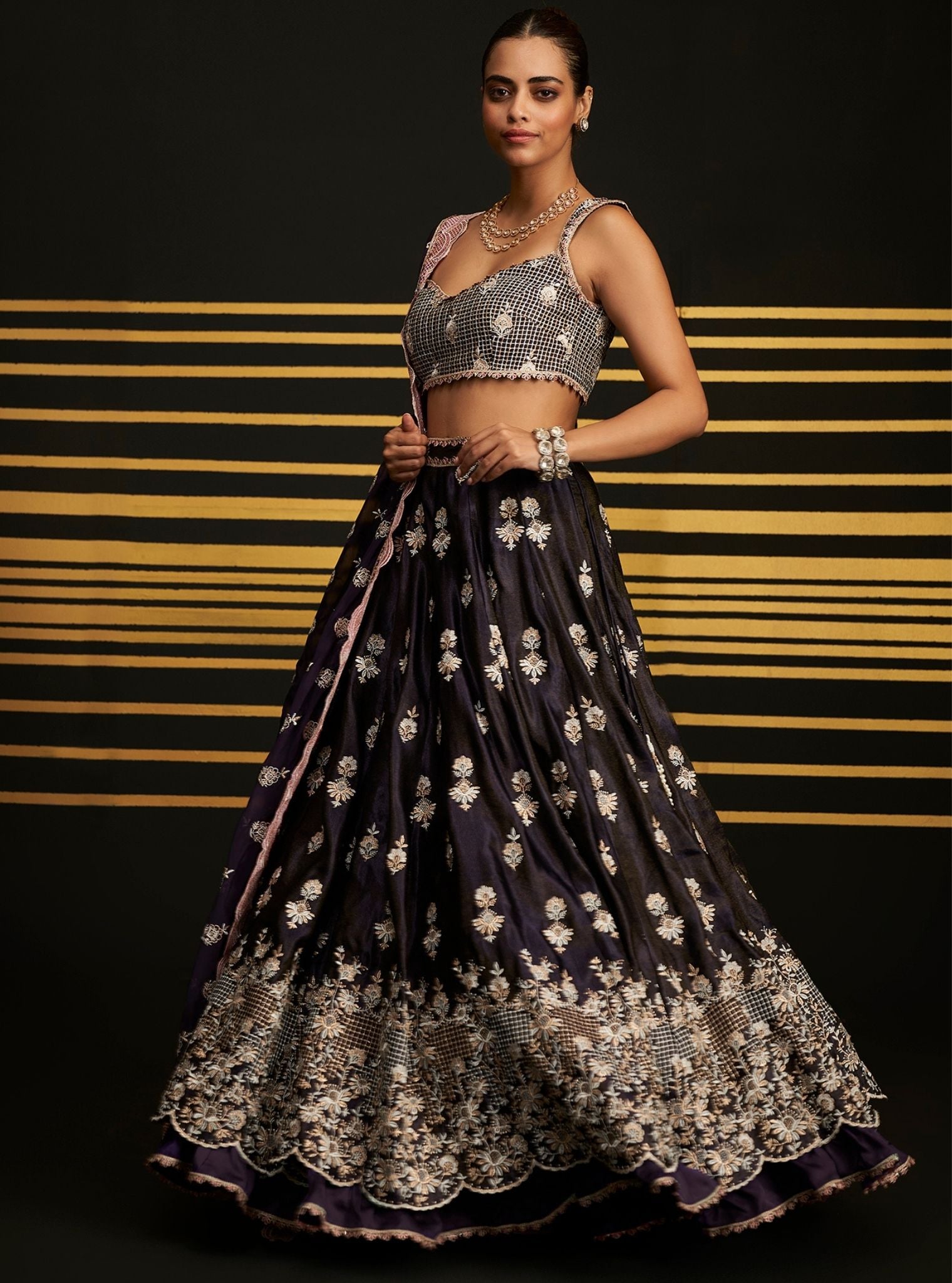 Sathi Luxe Tissue Purple Lehenga