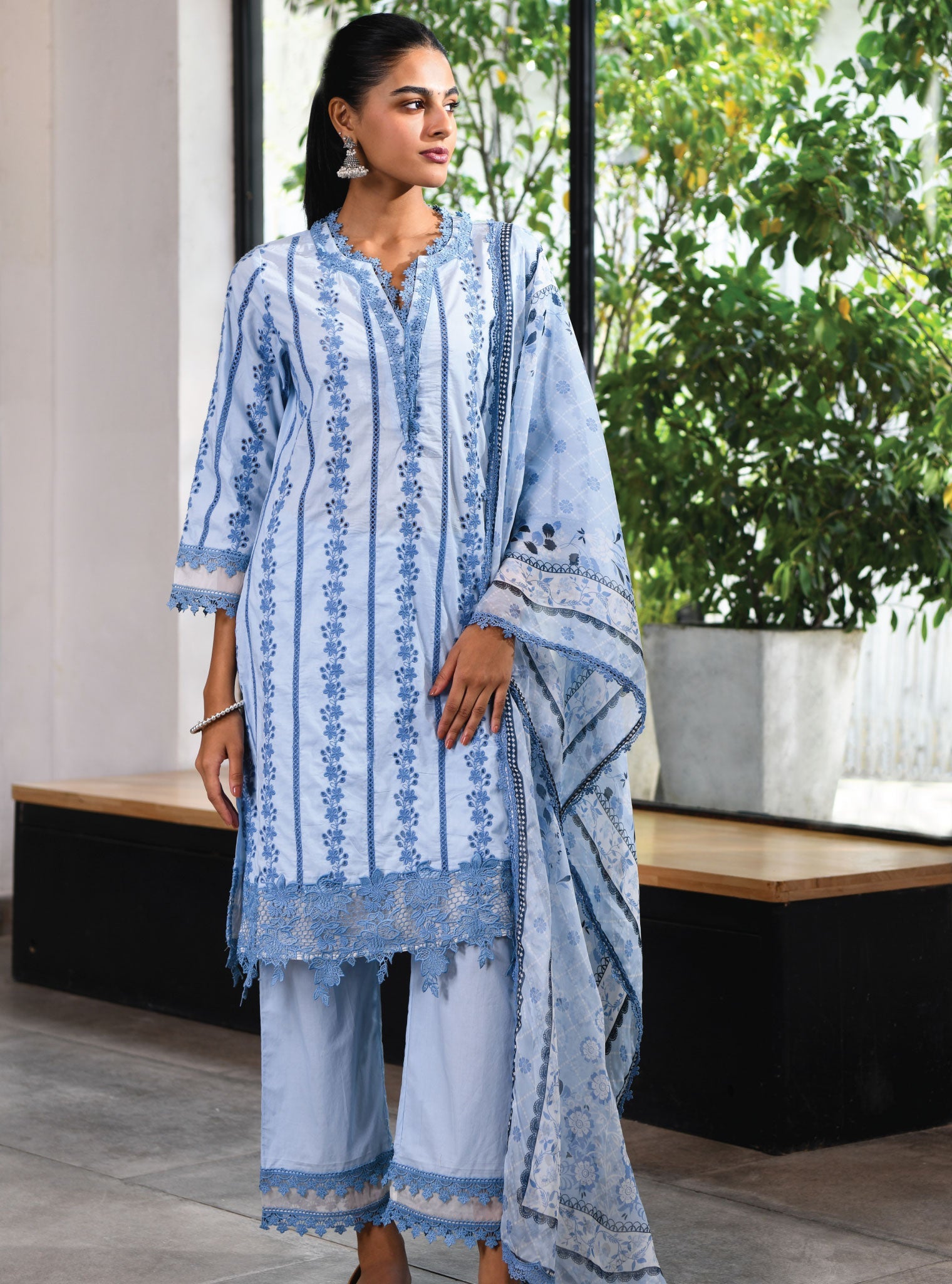 Barnet Supima Cotton Blue Kurta Set