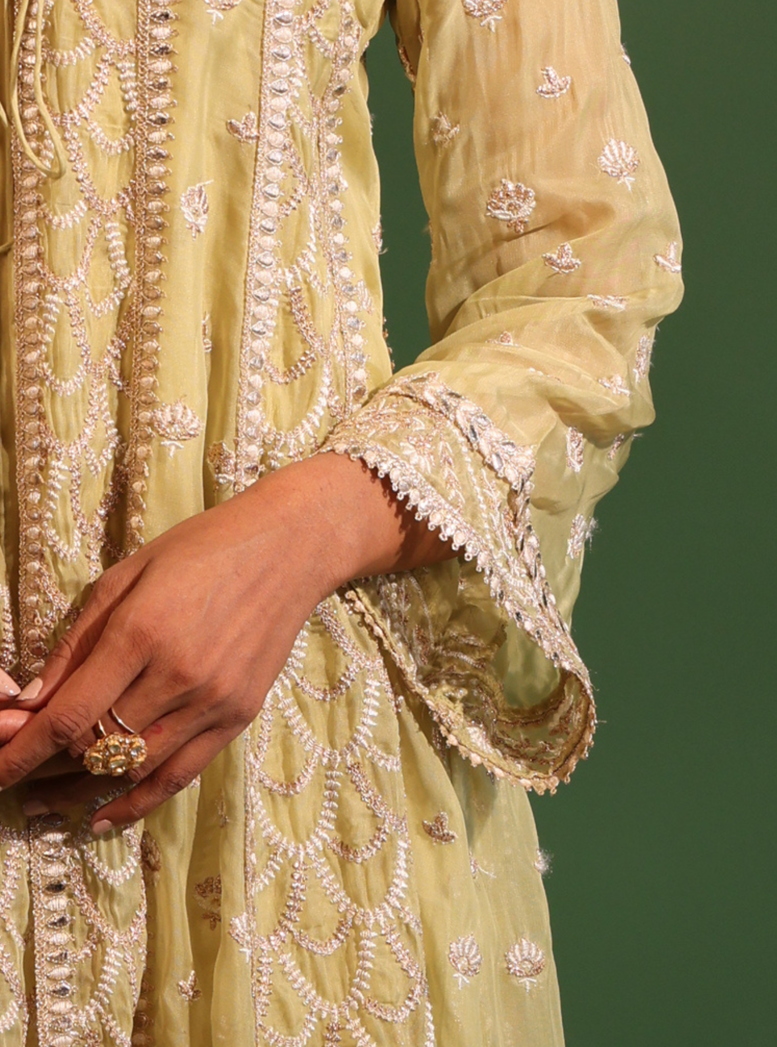 Dilruba Organza Lime Green Anarkali Kurta Set