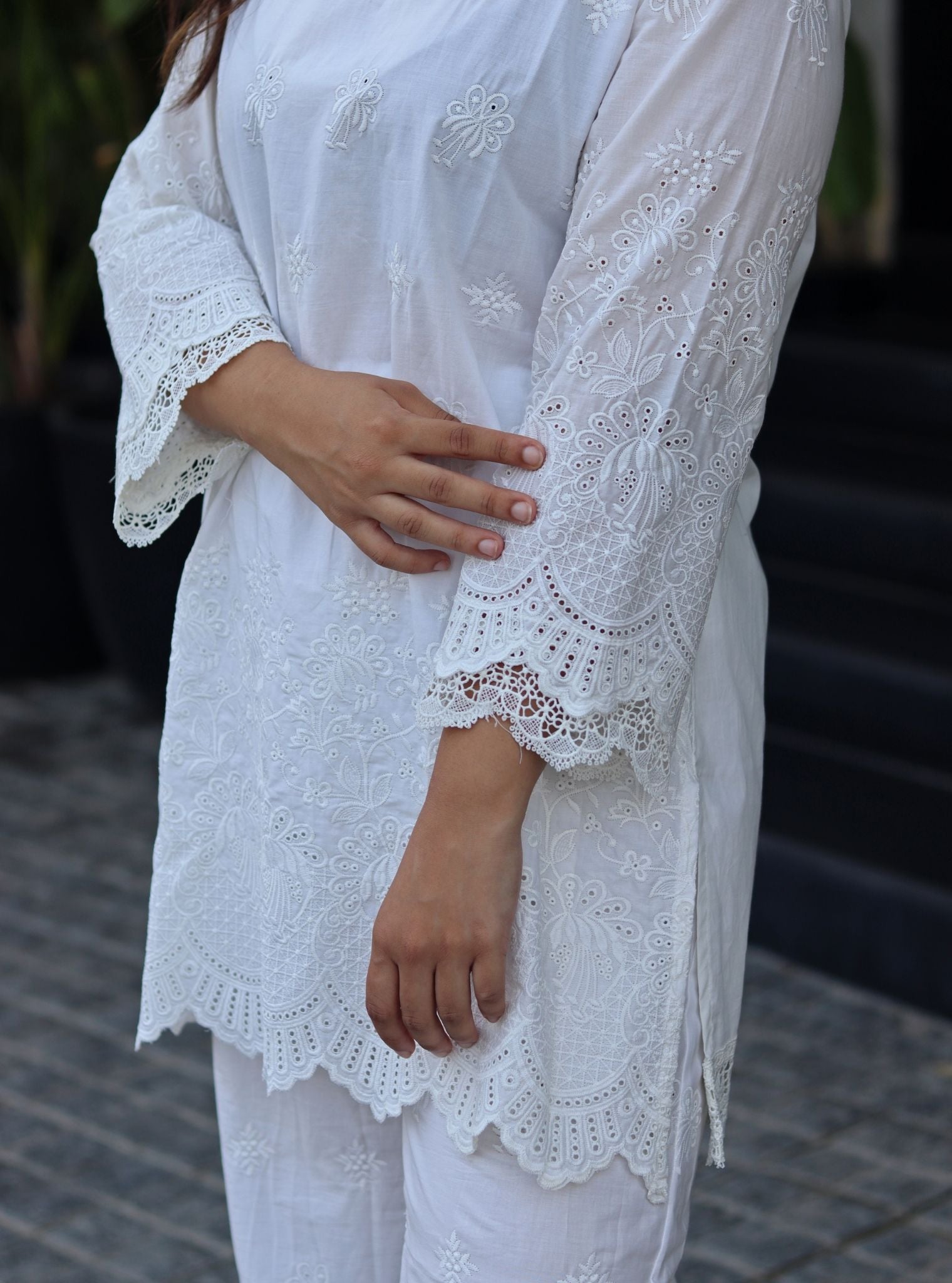 Darla Supima Cotton White Co-ord Set