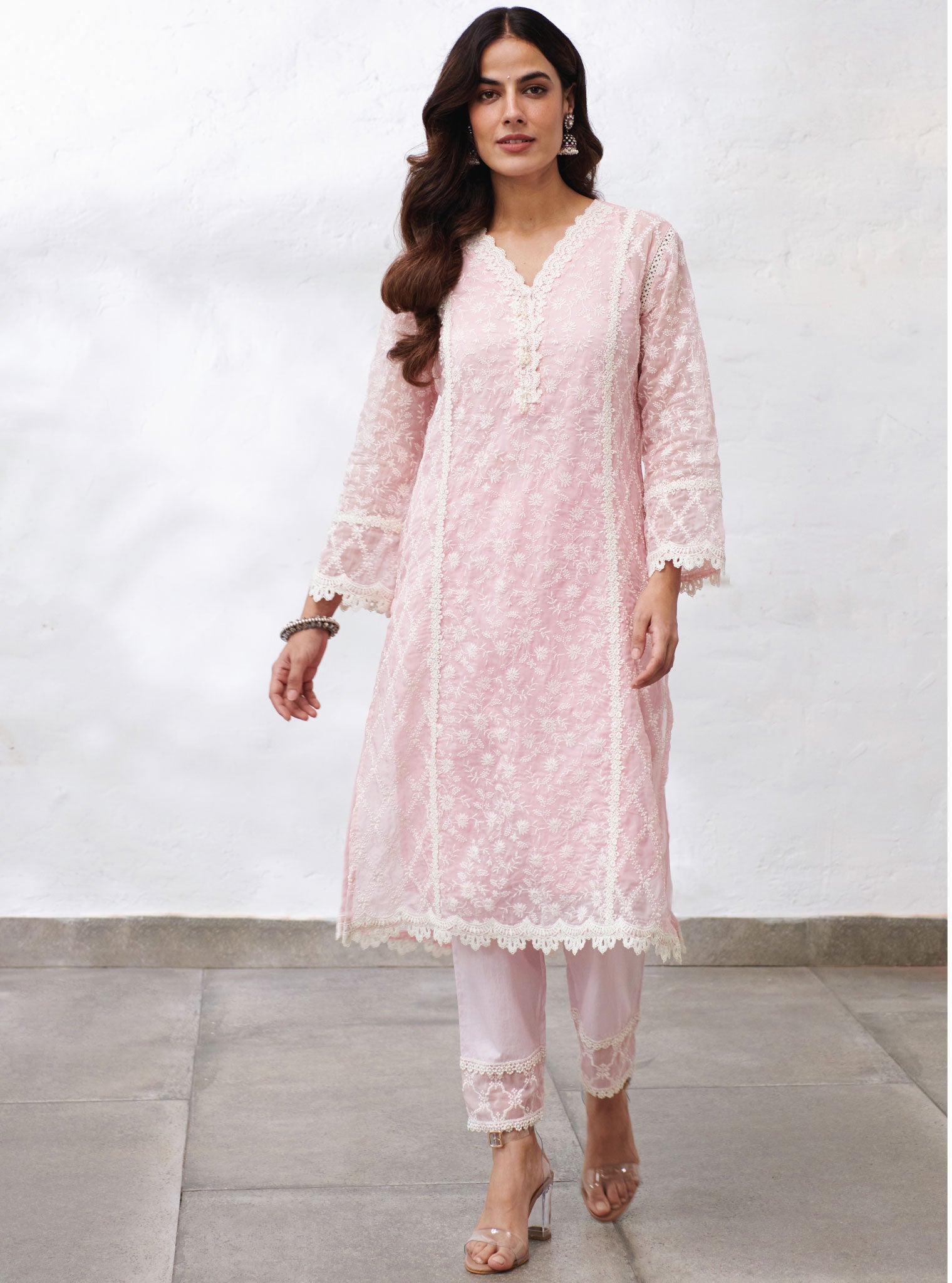 Sunderland Organza Pink Kurta Set