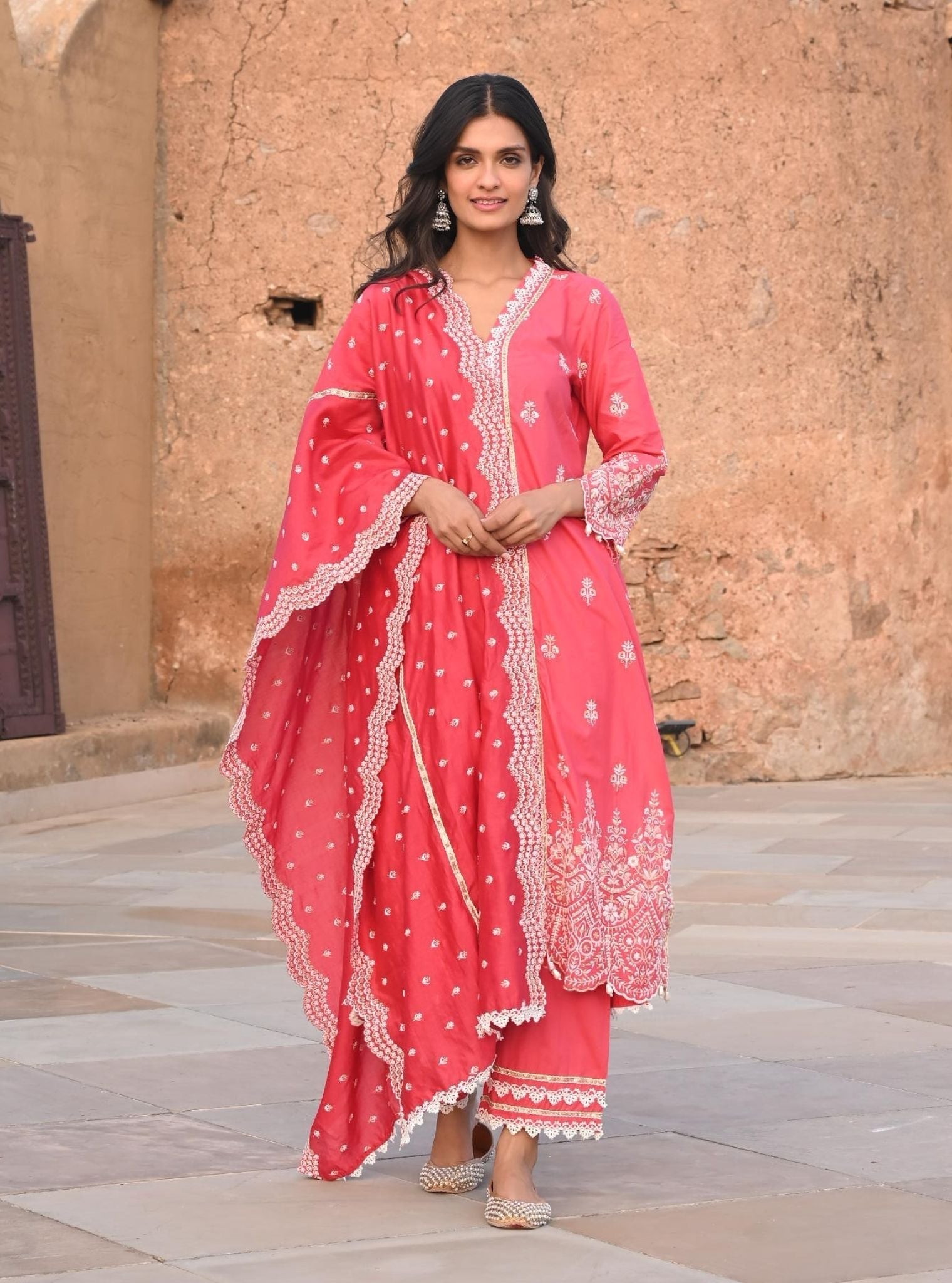 Swan Supima Cotton Red Kurta Set