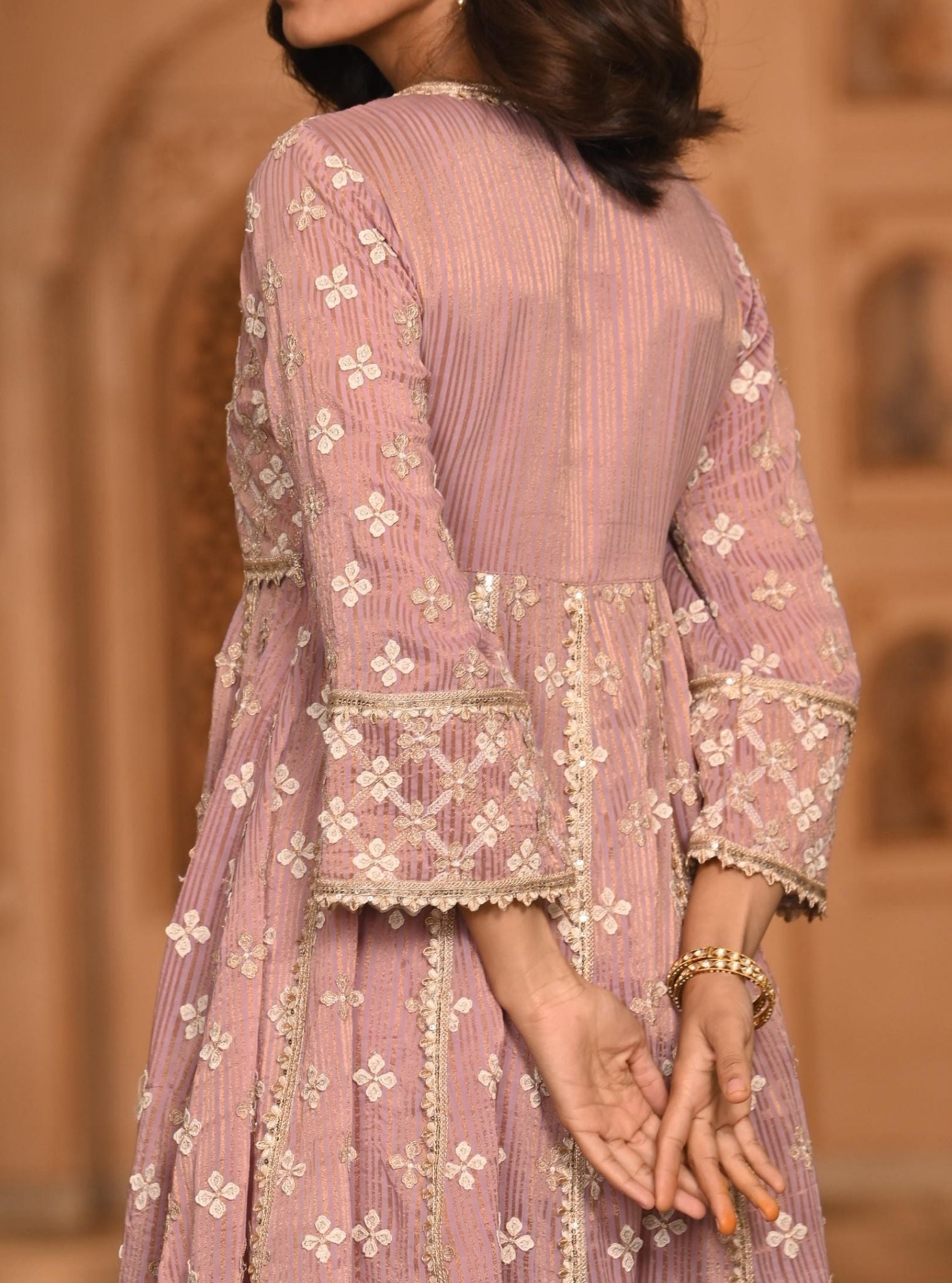 Bhumbro Banarsi Lilac Anarkali Kurta Set
