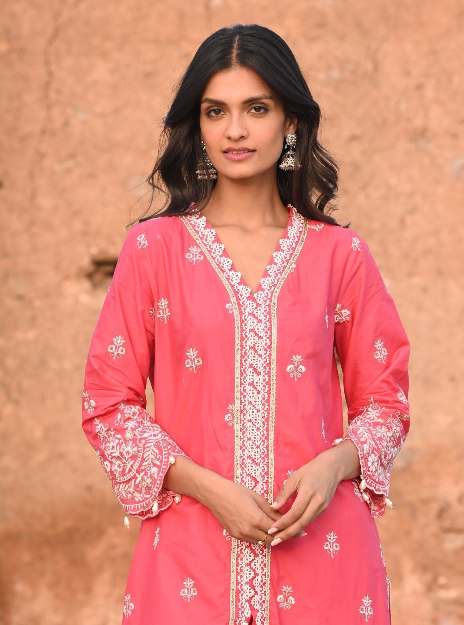 Swan Supima Cotton Red Kurta Set