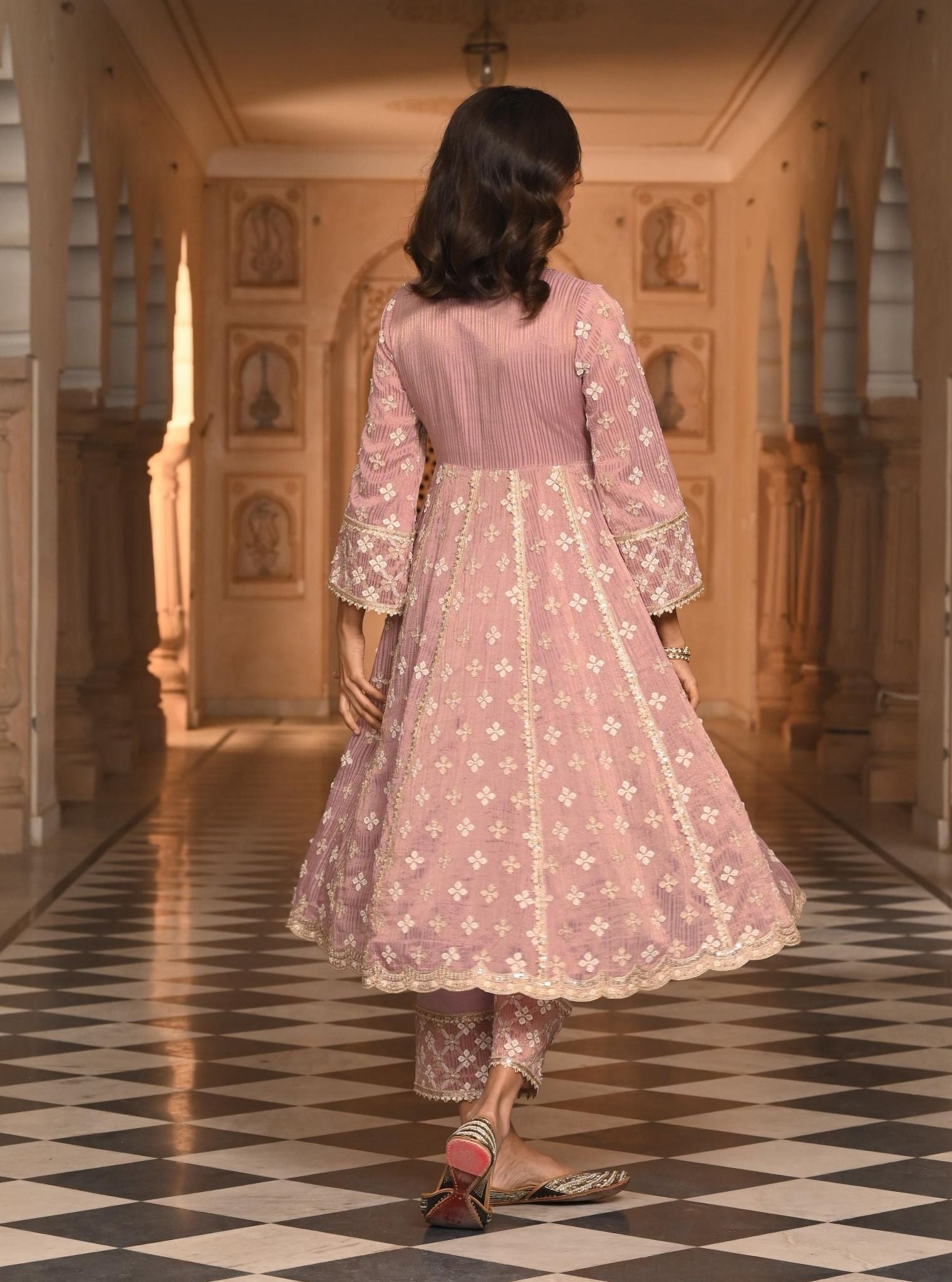Bhumbro Banarsi Lilac Anarkali Kurta Set