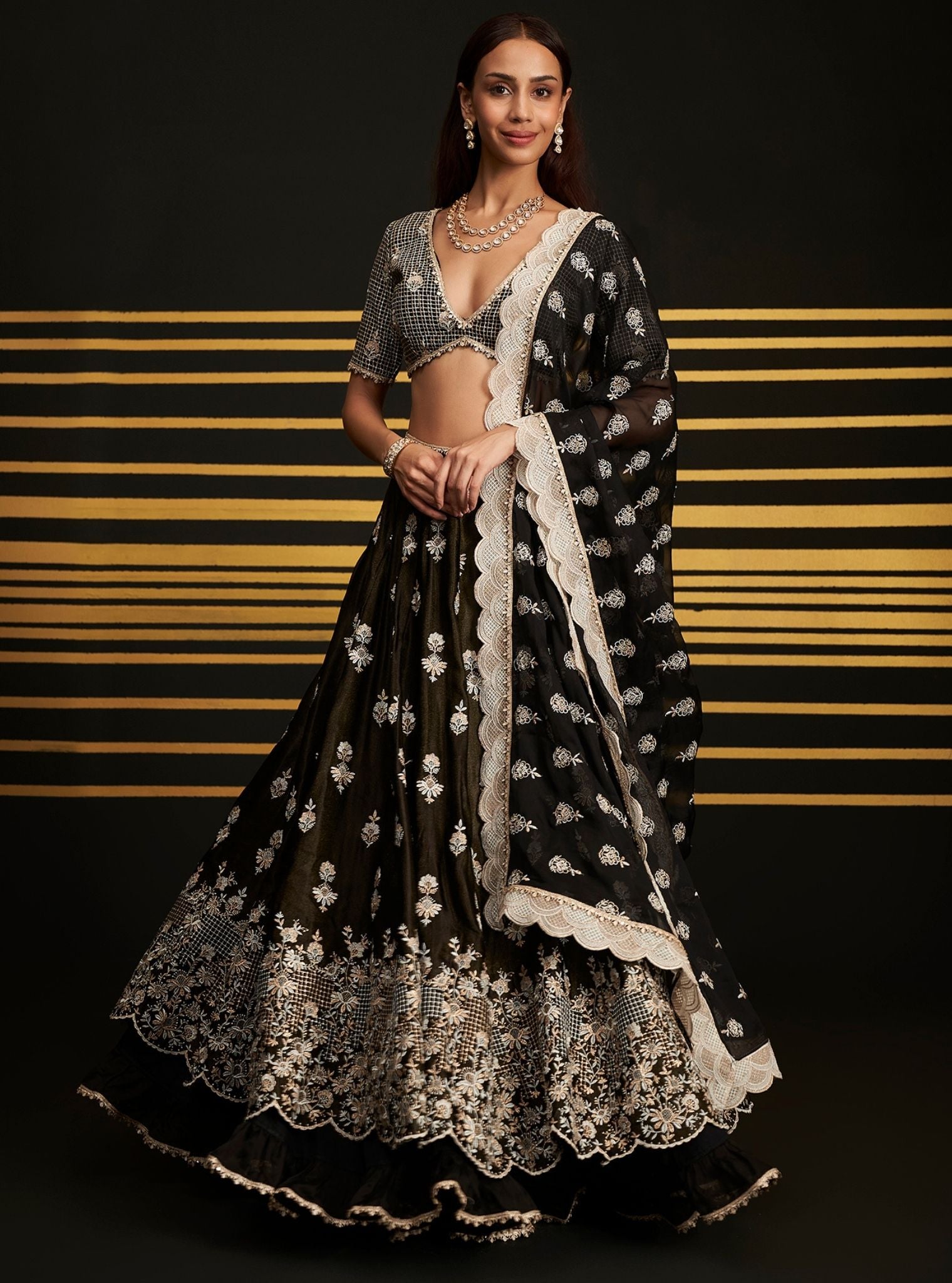 Sathi Luxe Tissue Black Lehenga