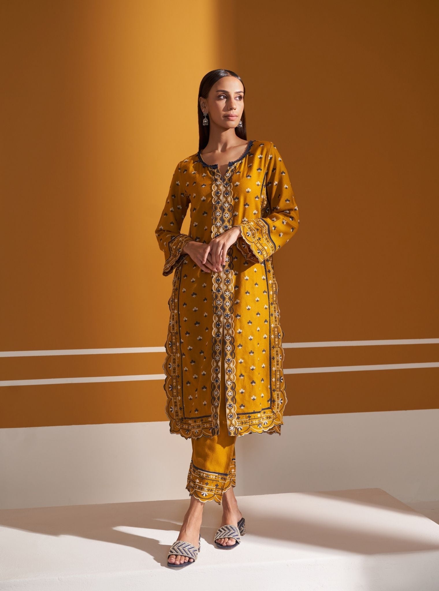Tate Wool Mustard Kurta Set