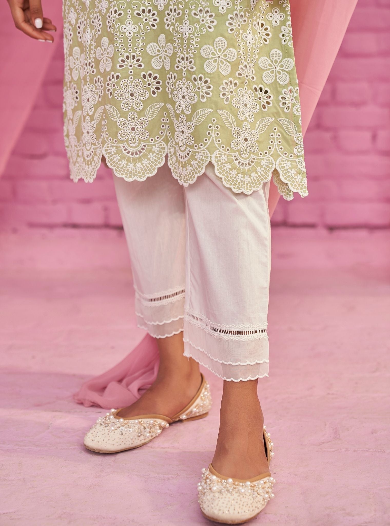 Gauri Supima Cotton Light Green Kurta Set