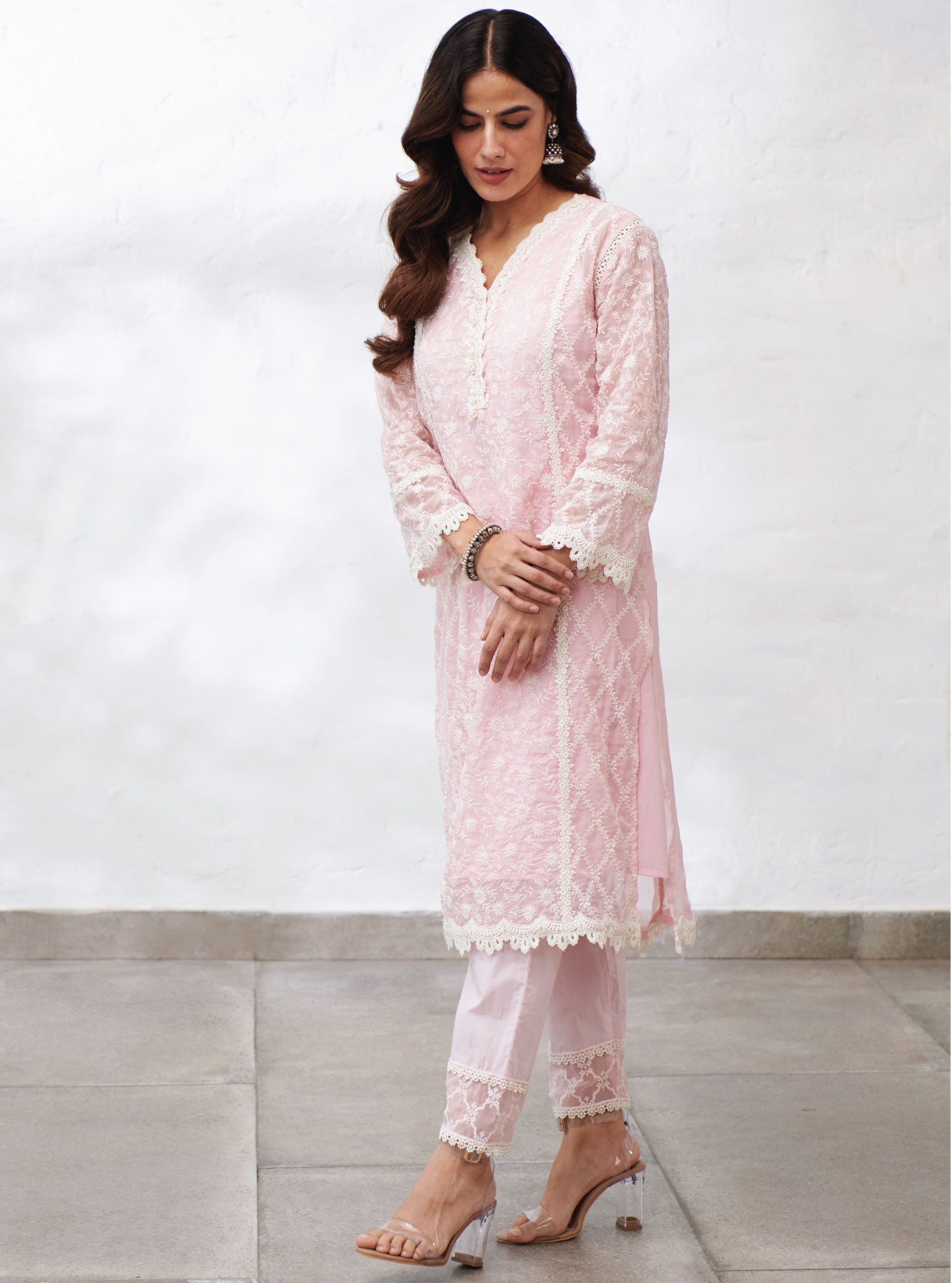 Sunderland Organza Pink Kurta Set