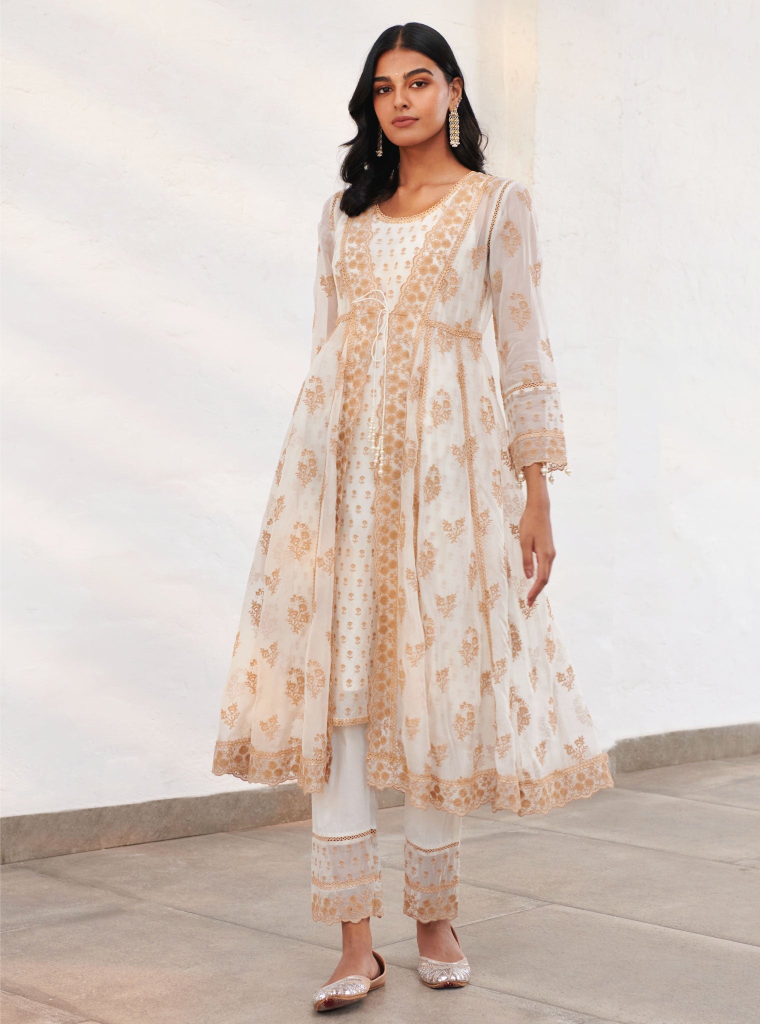 Aberdeen Organza Off White Anarkali Kurta Set