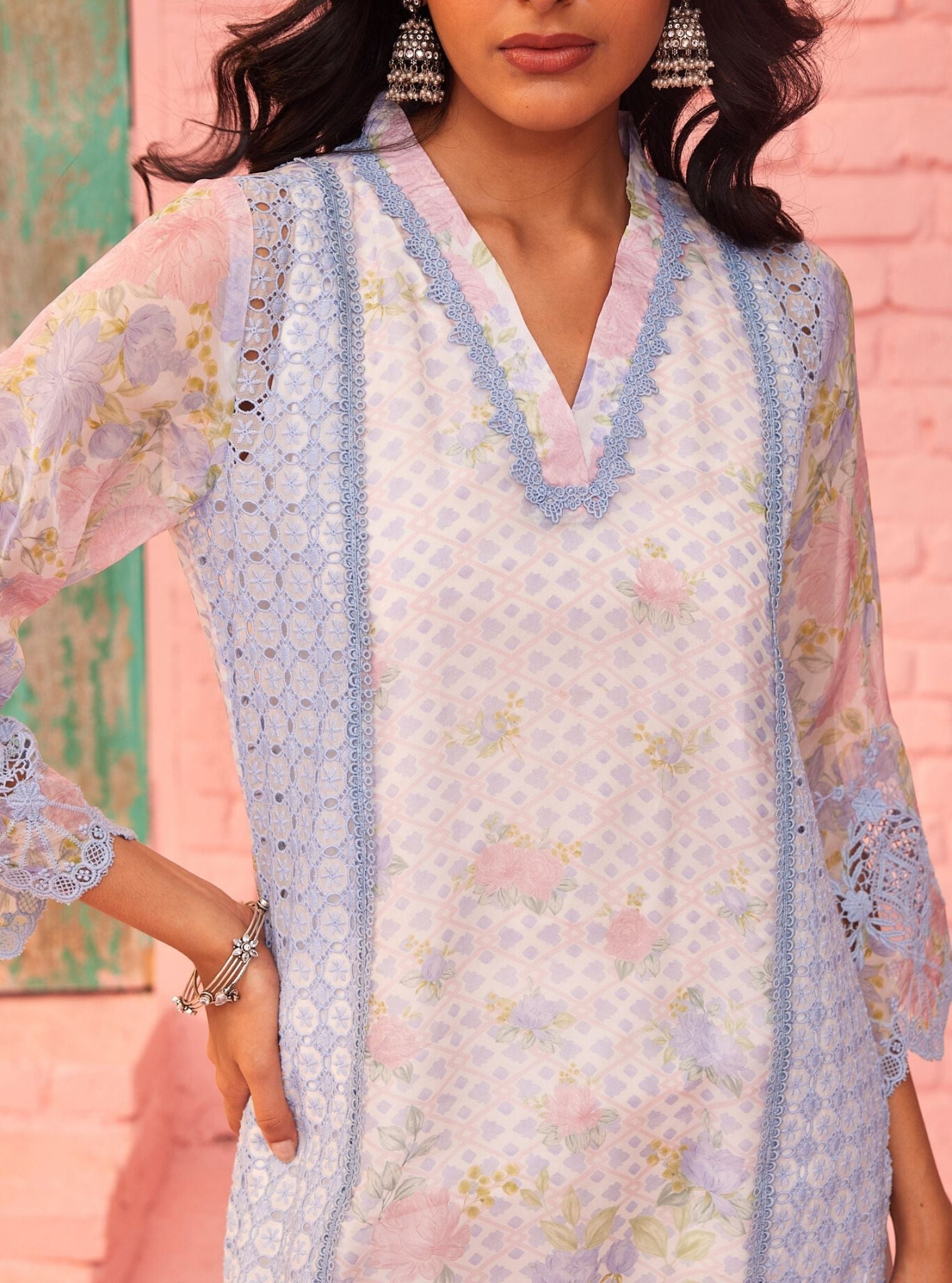 Astoria Organza Printed Off White Kurta Set