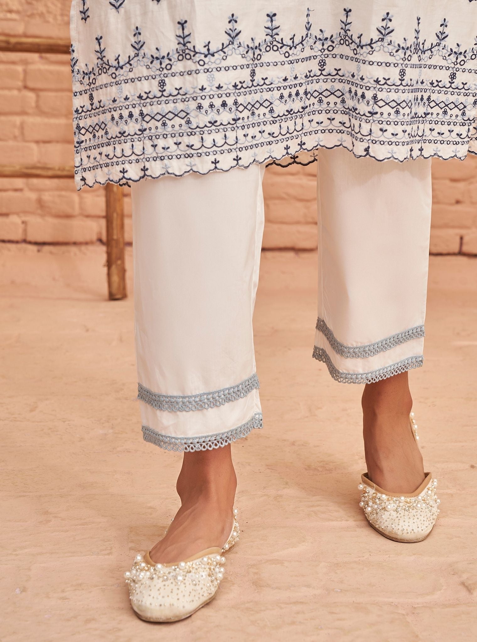 Nyra Supima Cotton Off White Kurta Set