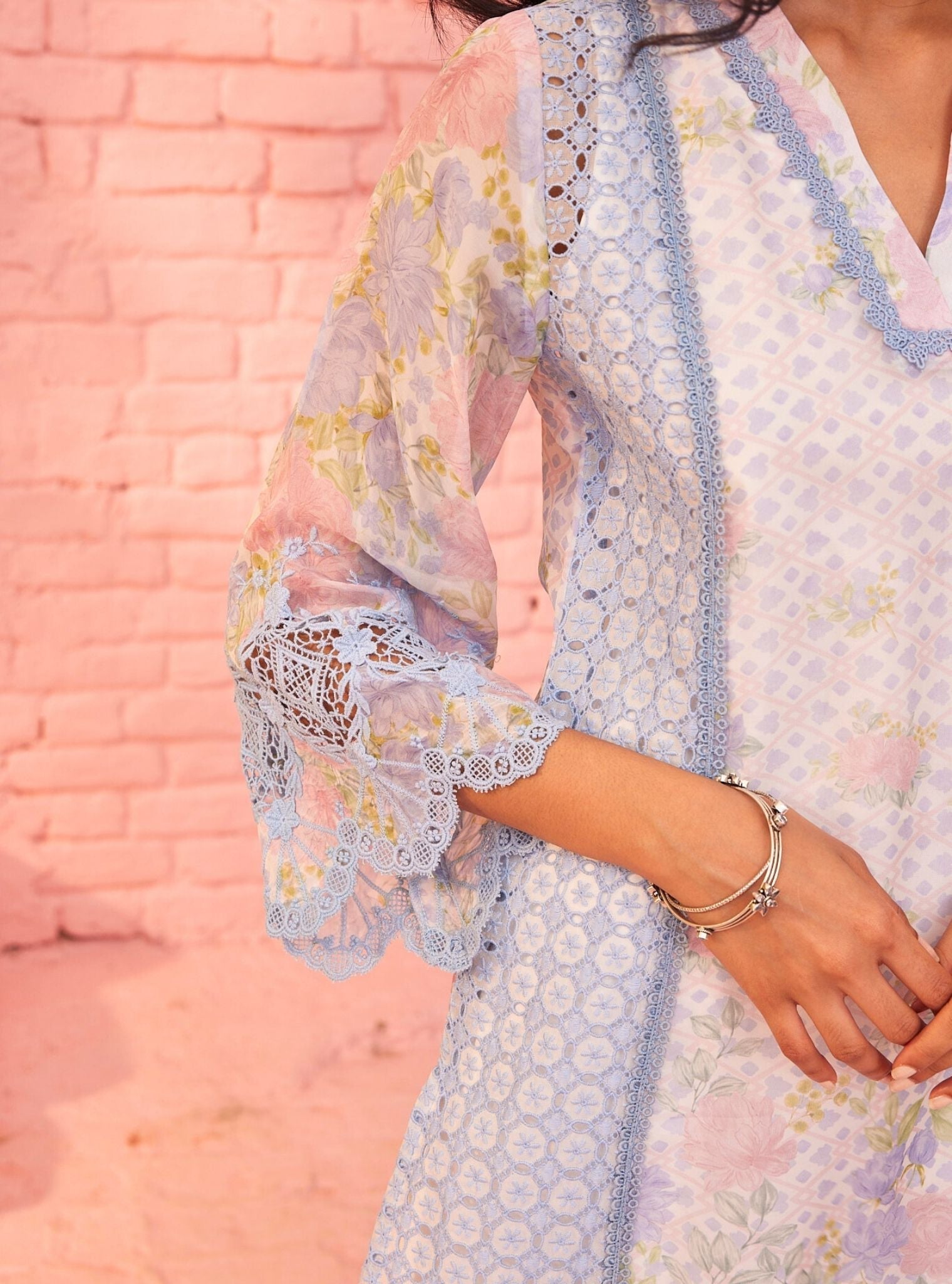 Astoria Organza Printed Off White Kurta Set