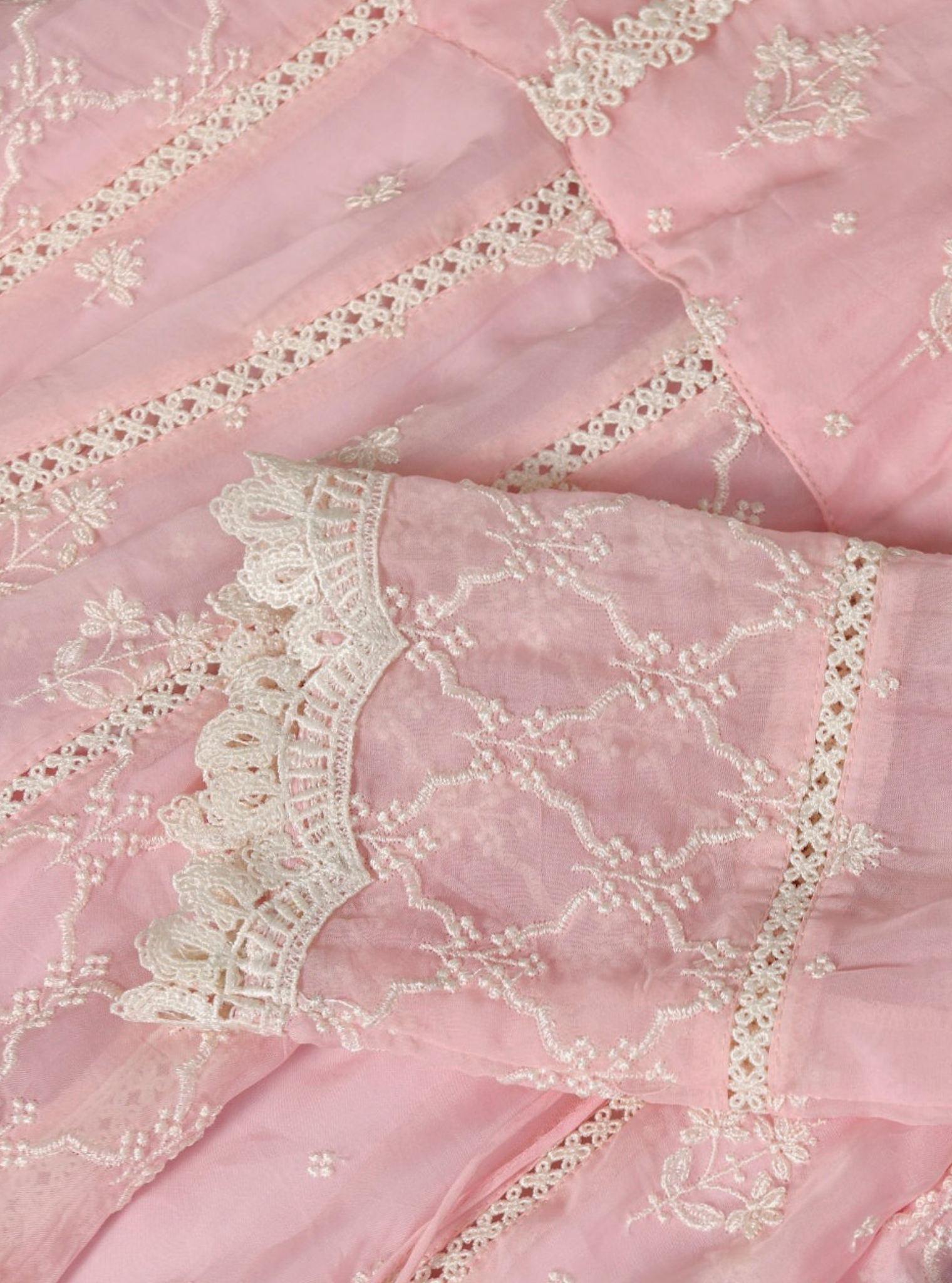 Morey Organza Pink Anarkali Kurta Set