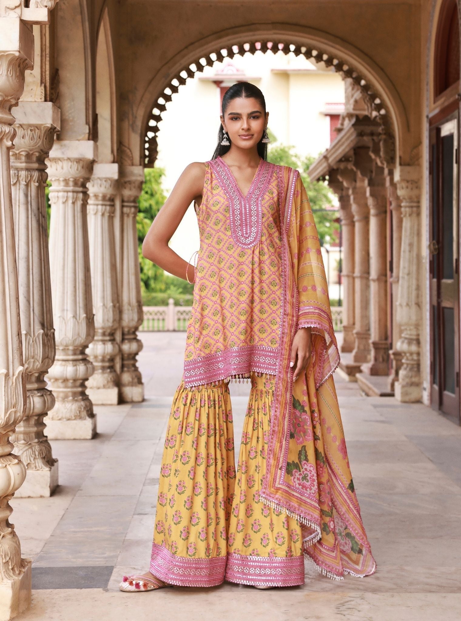 Divaya Lawn Mustard Kurta Set