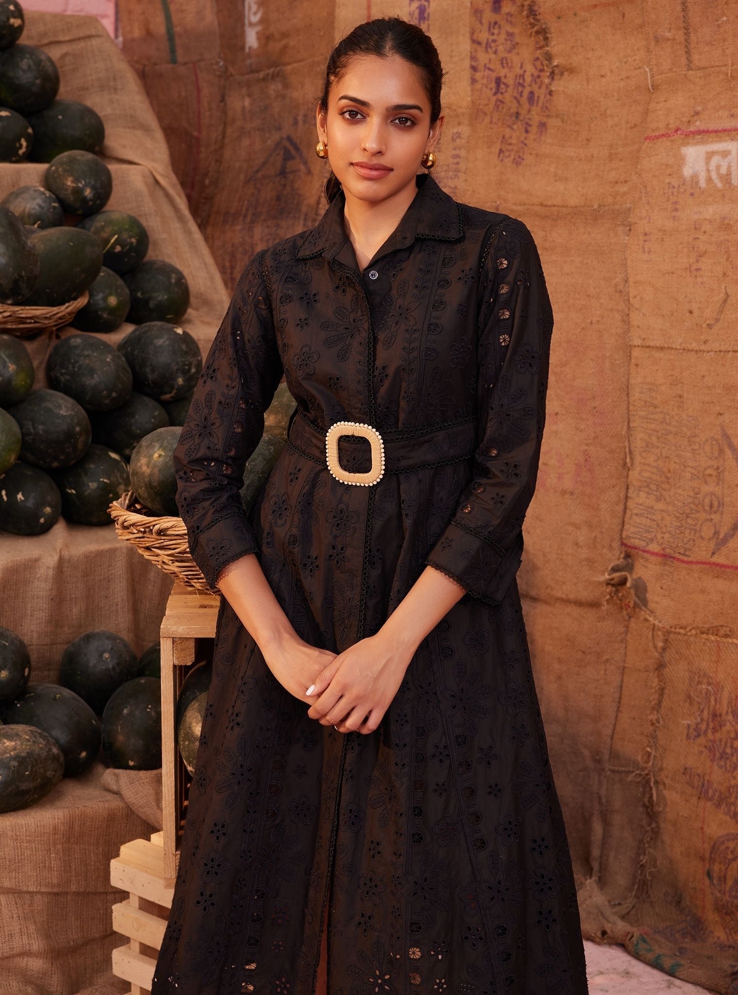 Luca Supima Cotton Black Long Dress