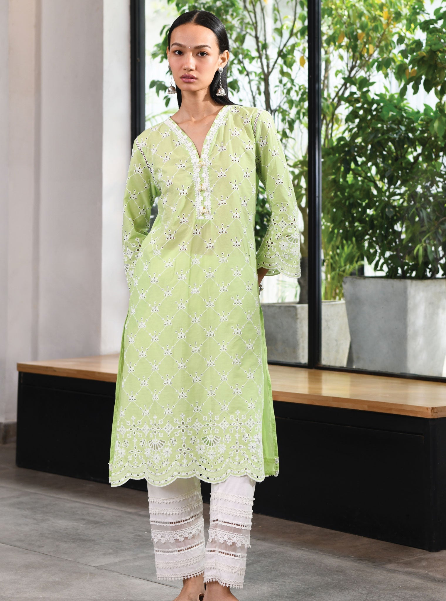 Perth Supima Cotton Green Kurta Set