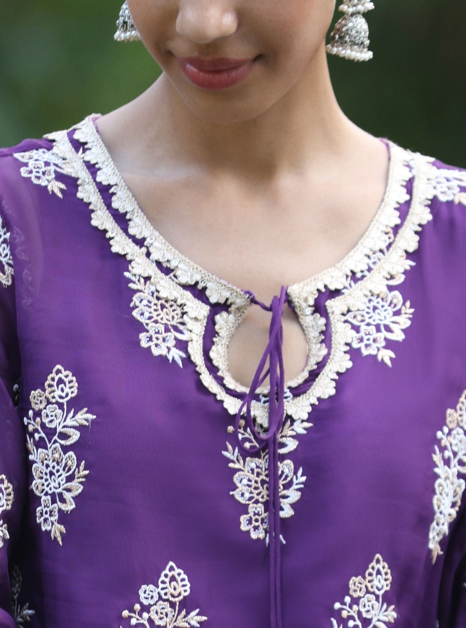 Khwab Organza Purple Kurta Set