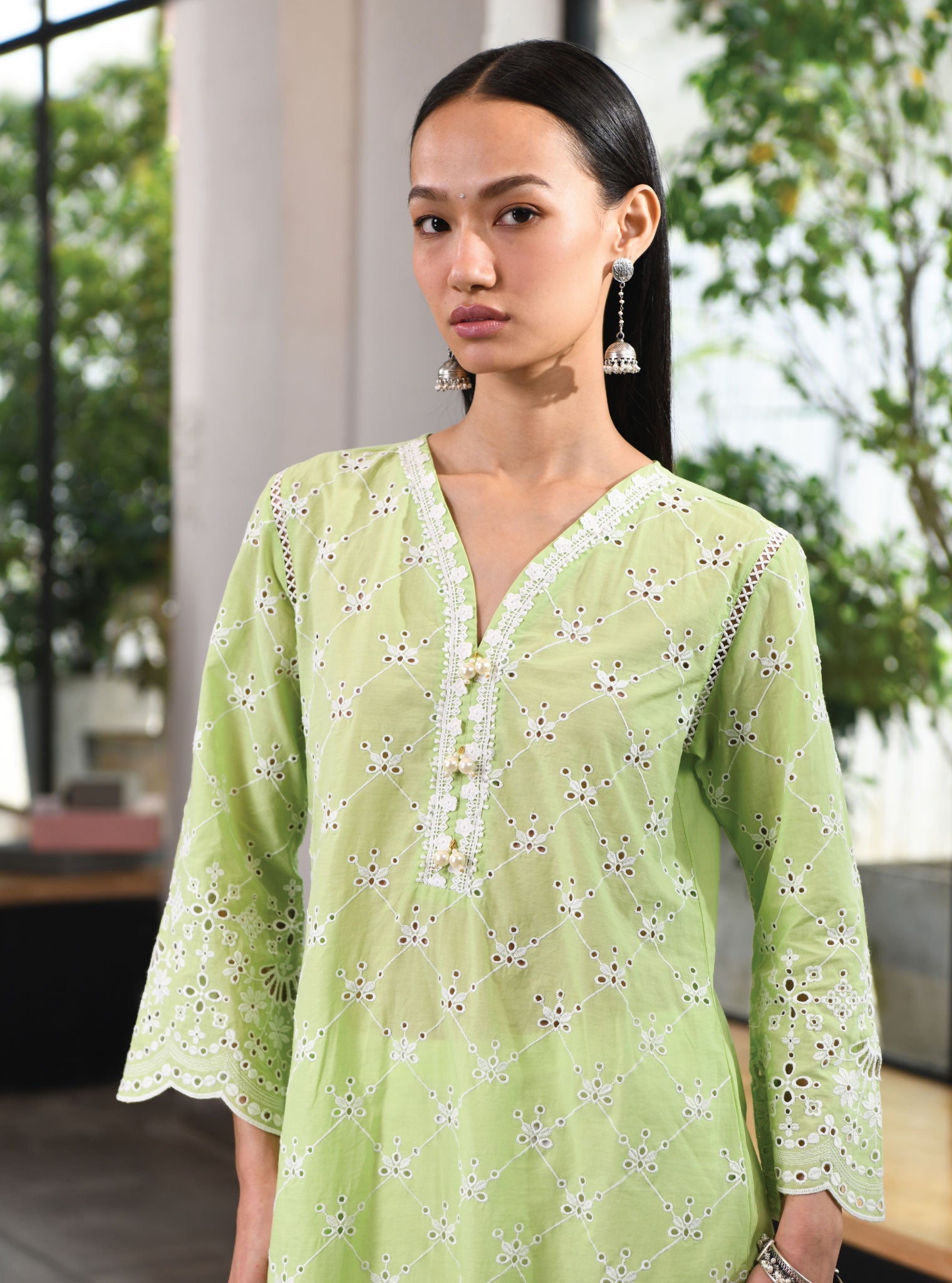 Perth Supima Cotton Green Kurta Set