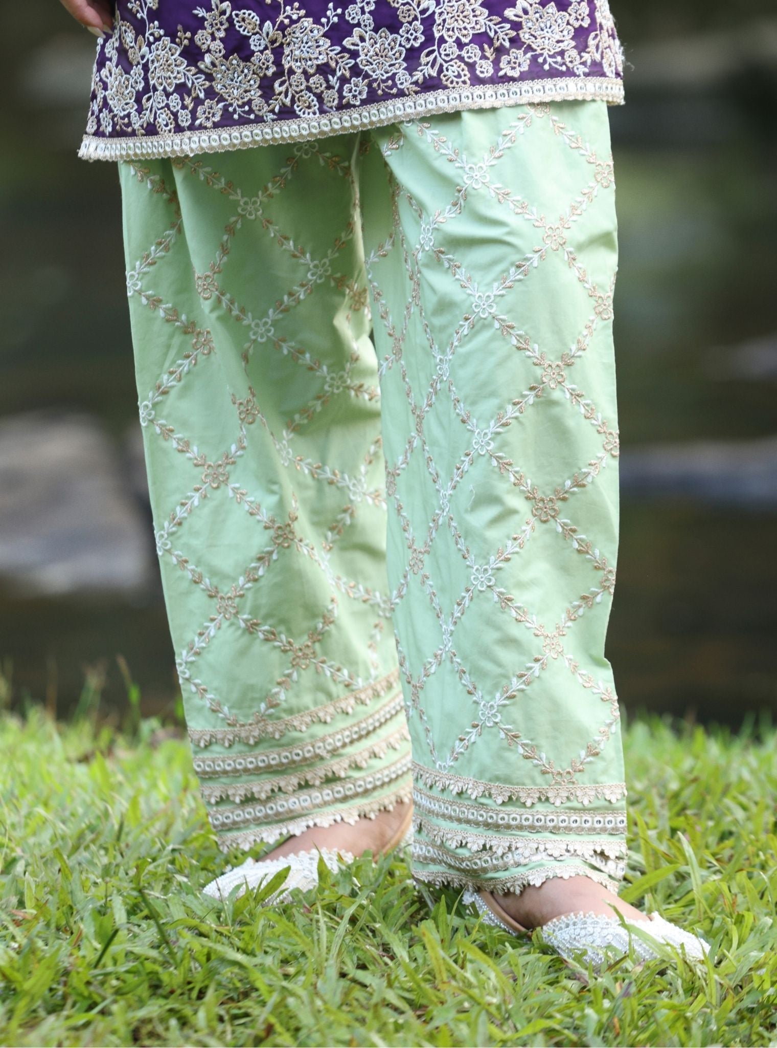 Khwab Organza Purple Kurta Set
