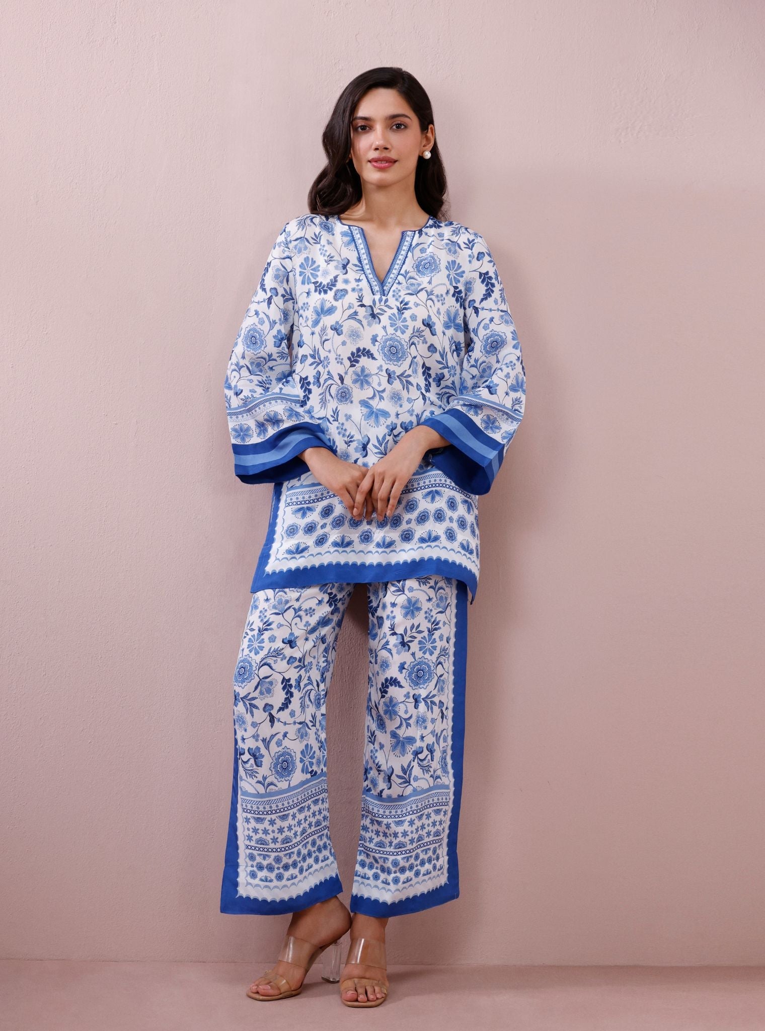 Saurmi Lawn White & Navy Co-ord Set