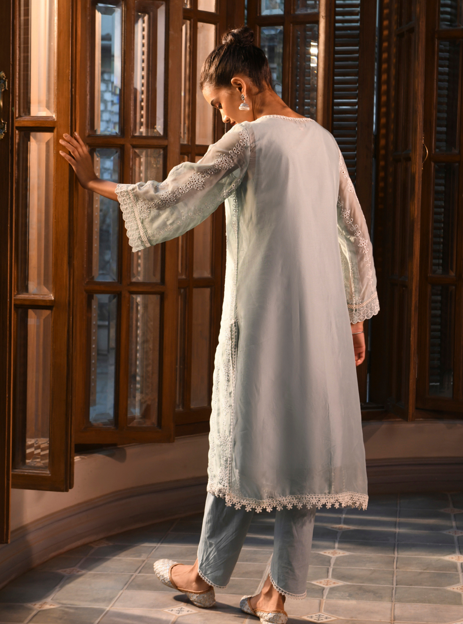 Nisrina Organza Teal Blue Kurta Set