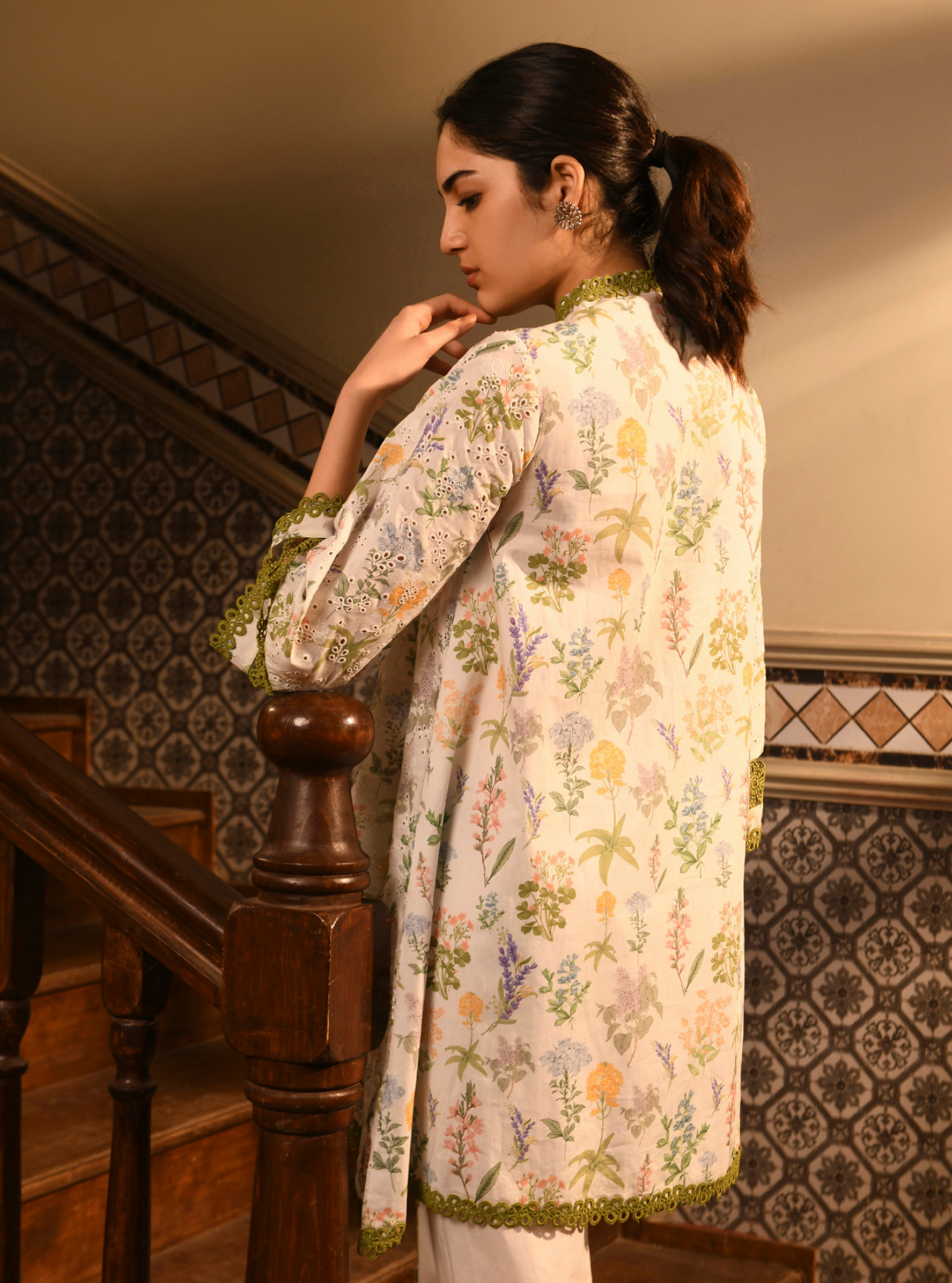 Narika Supima Cotton Printed White Kurta Set