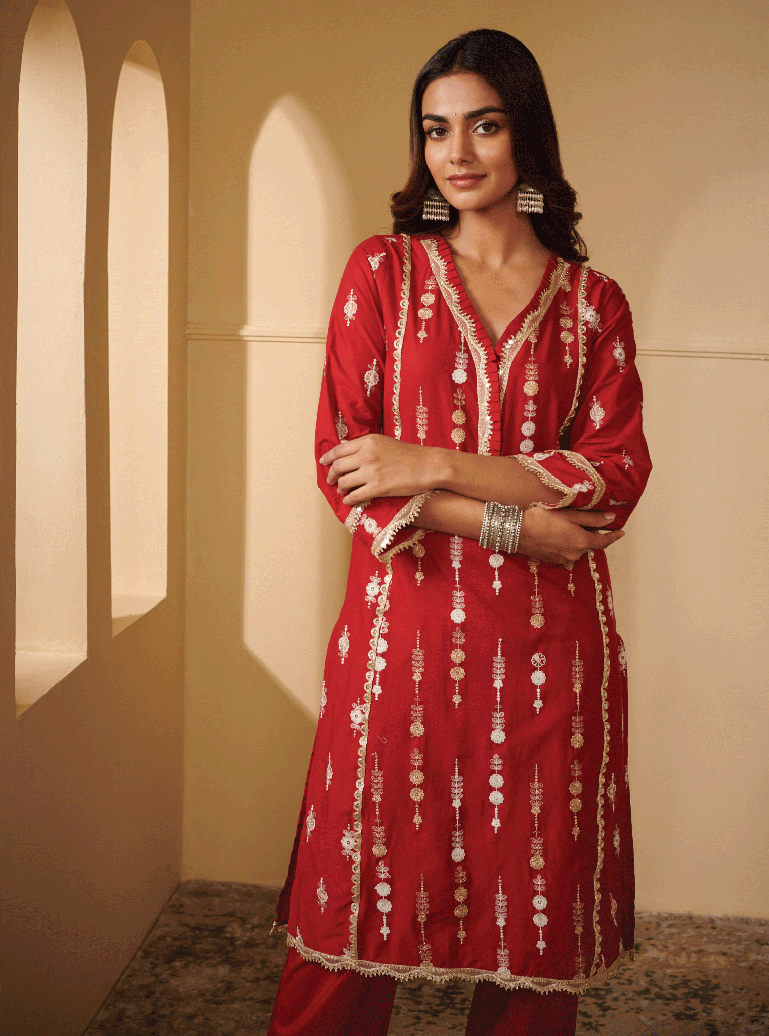 Beki Supima Cotton Red Kurta Set