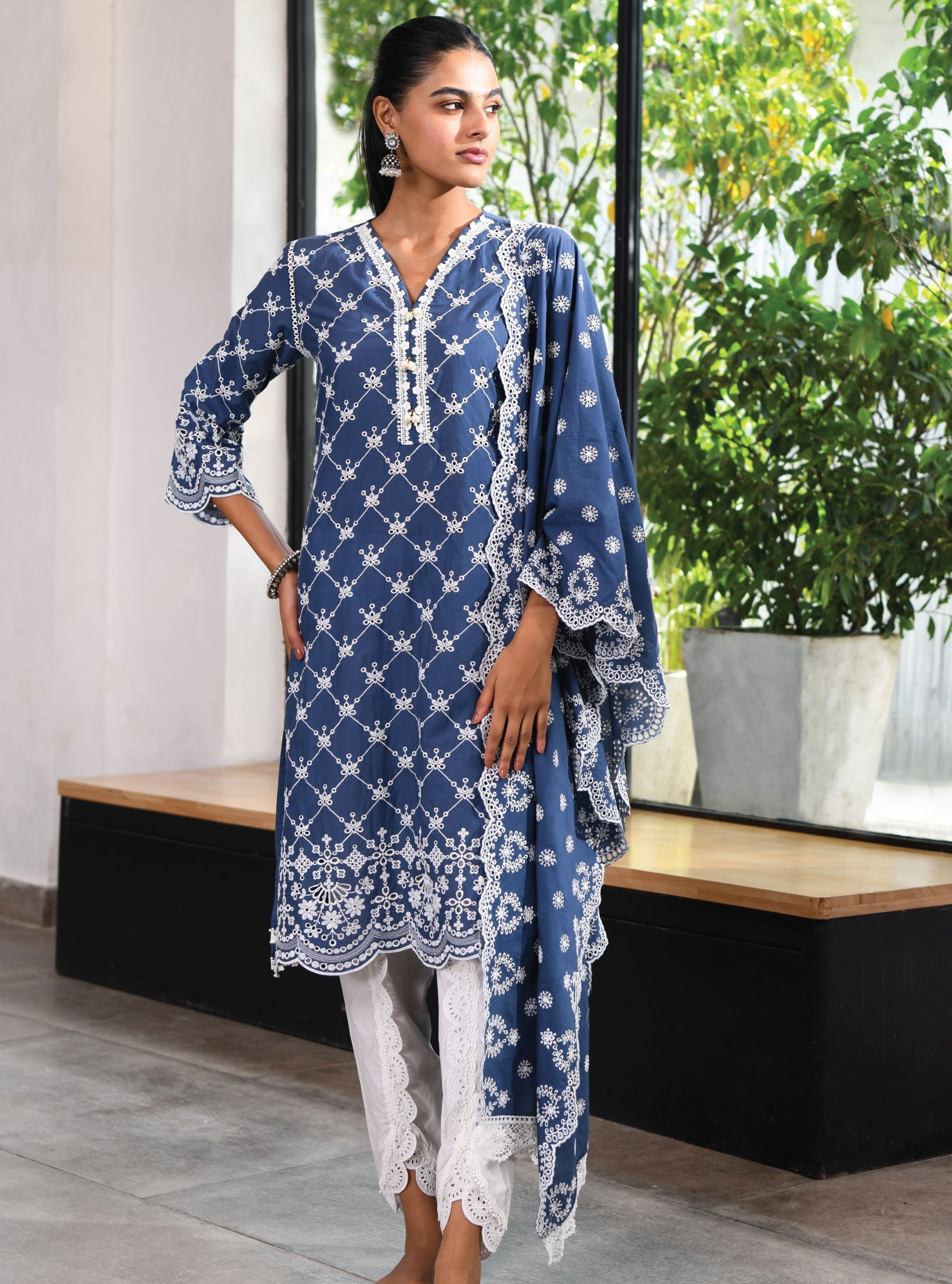 Perth Supima Cotton Navy Kurta Set