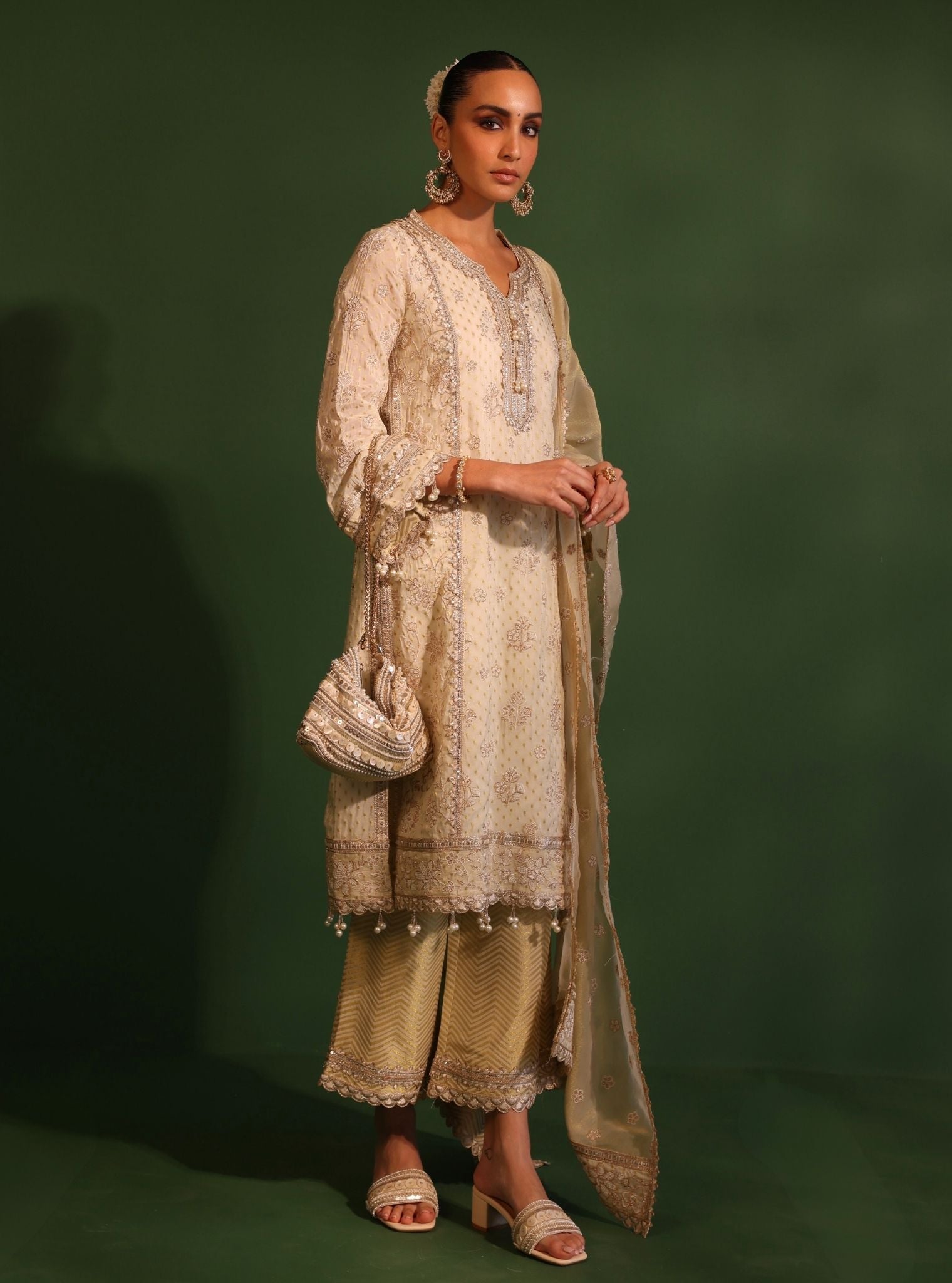 Dhol Banarsi Off White Kurta Set