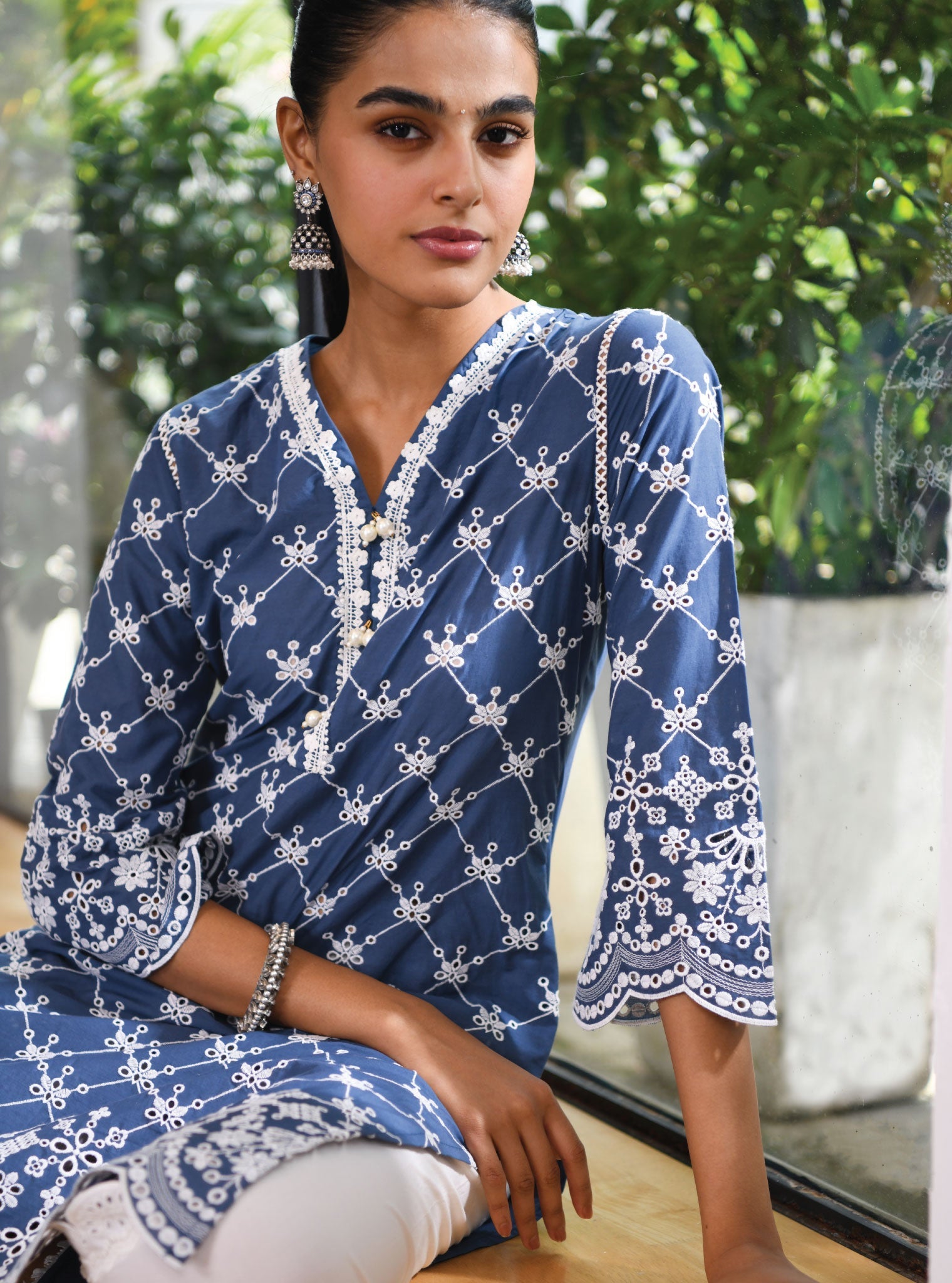 Perth Supima Cotton Navy Kurta Set