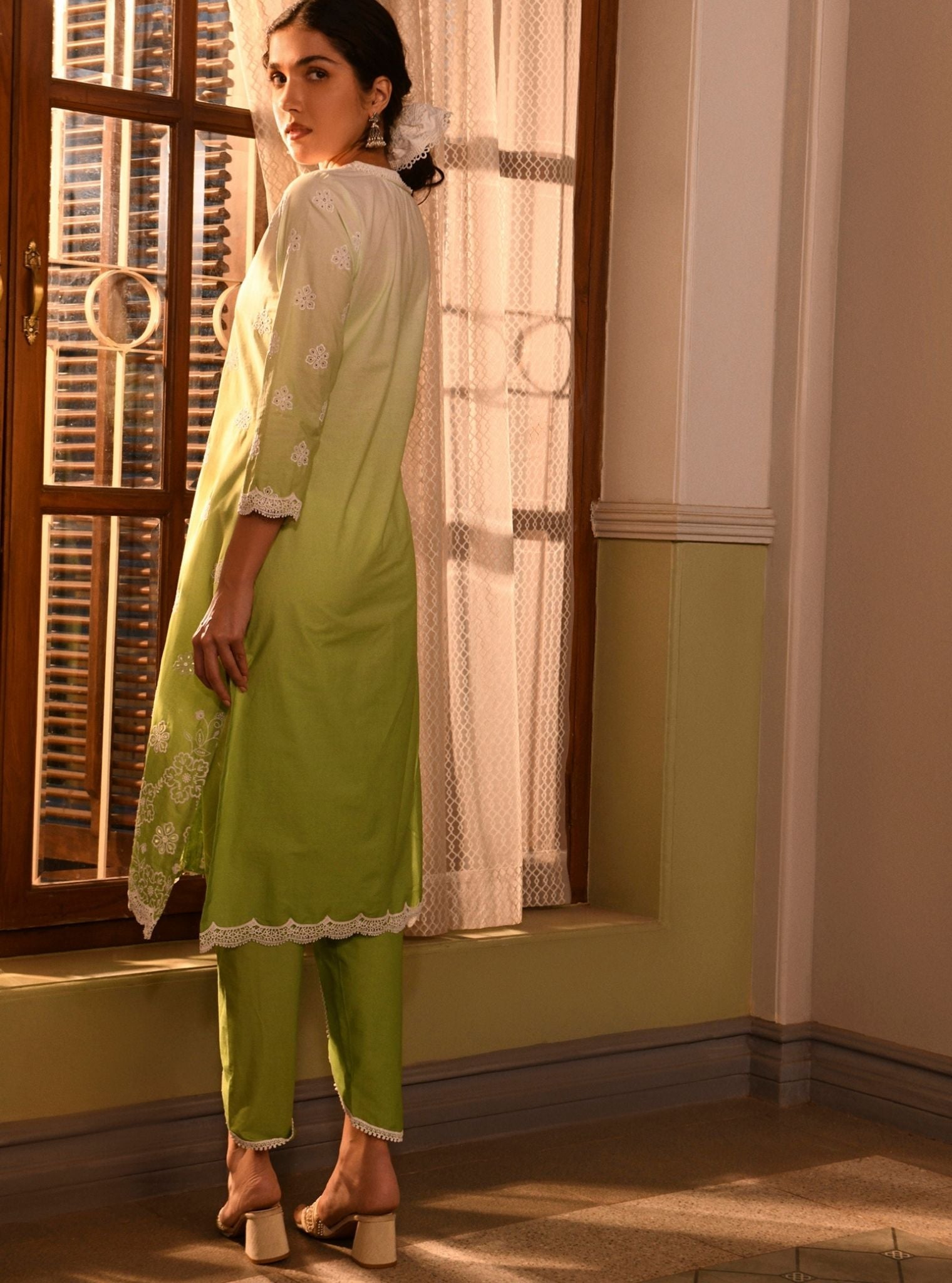 Brie Supima Cotton Green Kurta Set