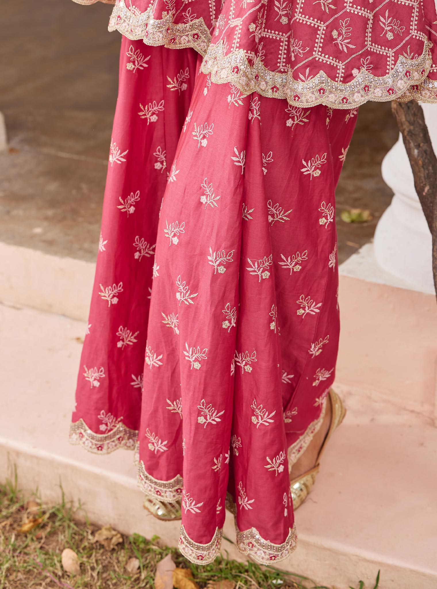 Bisini Pima Red Top with Sharara Set