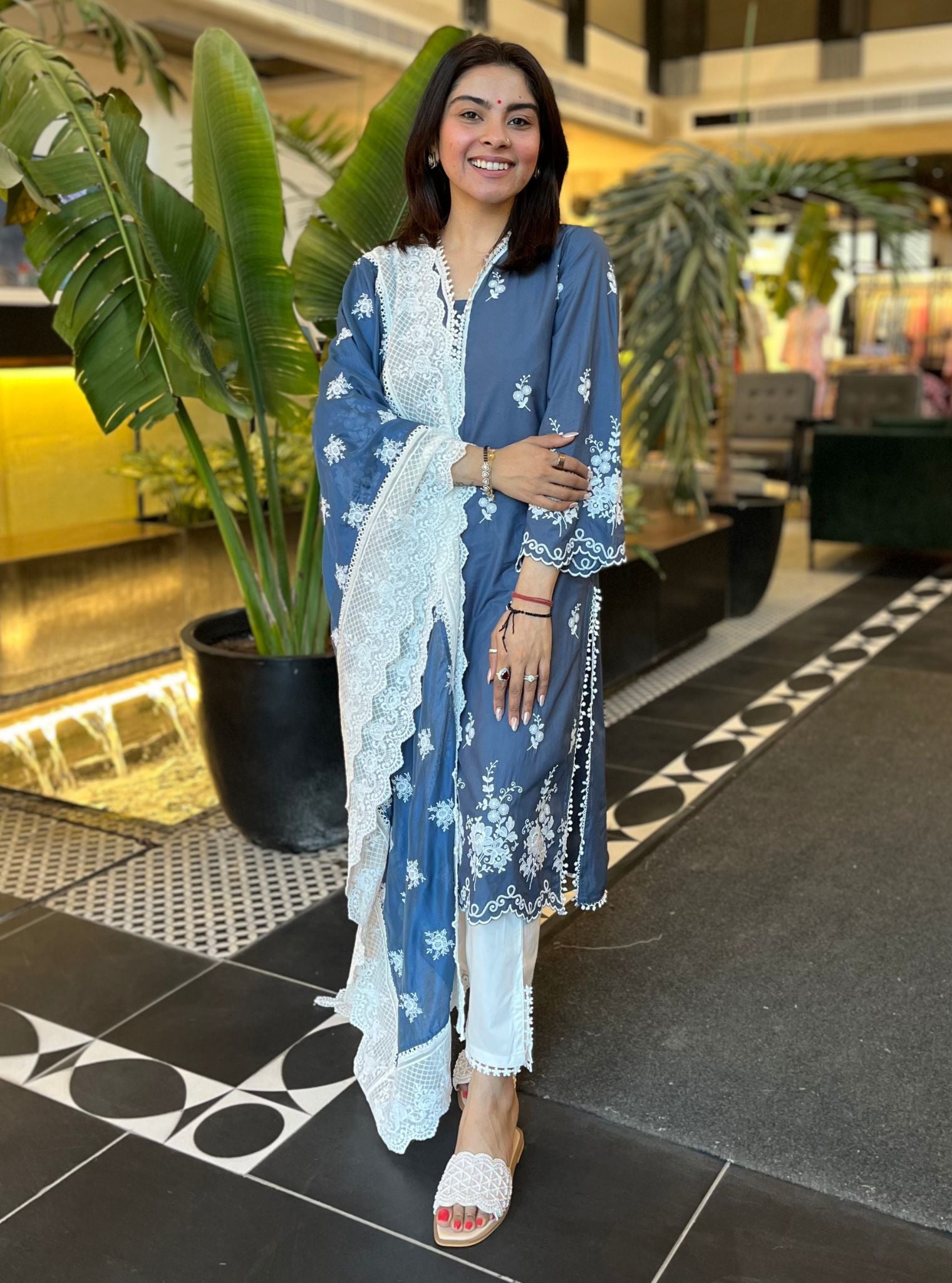 Love Song Supima Cotton Navy Kurta Set